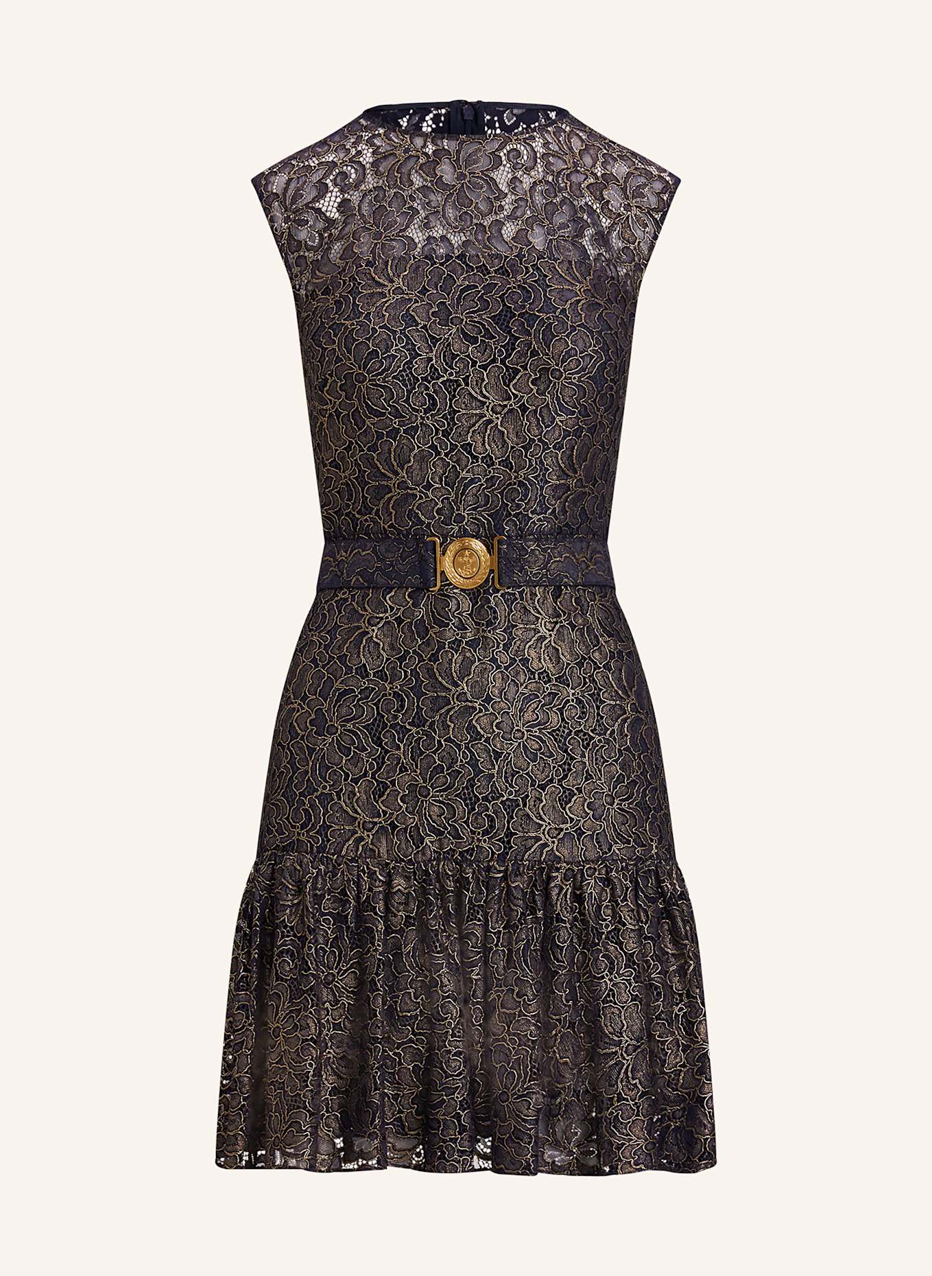 LAUREN RALPH LAUREN Cocktail dress with lace: DARK BLUE / GOLD