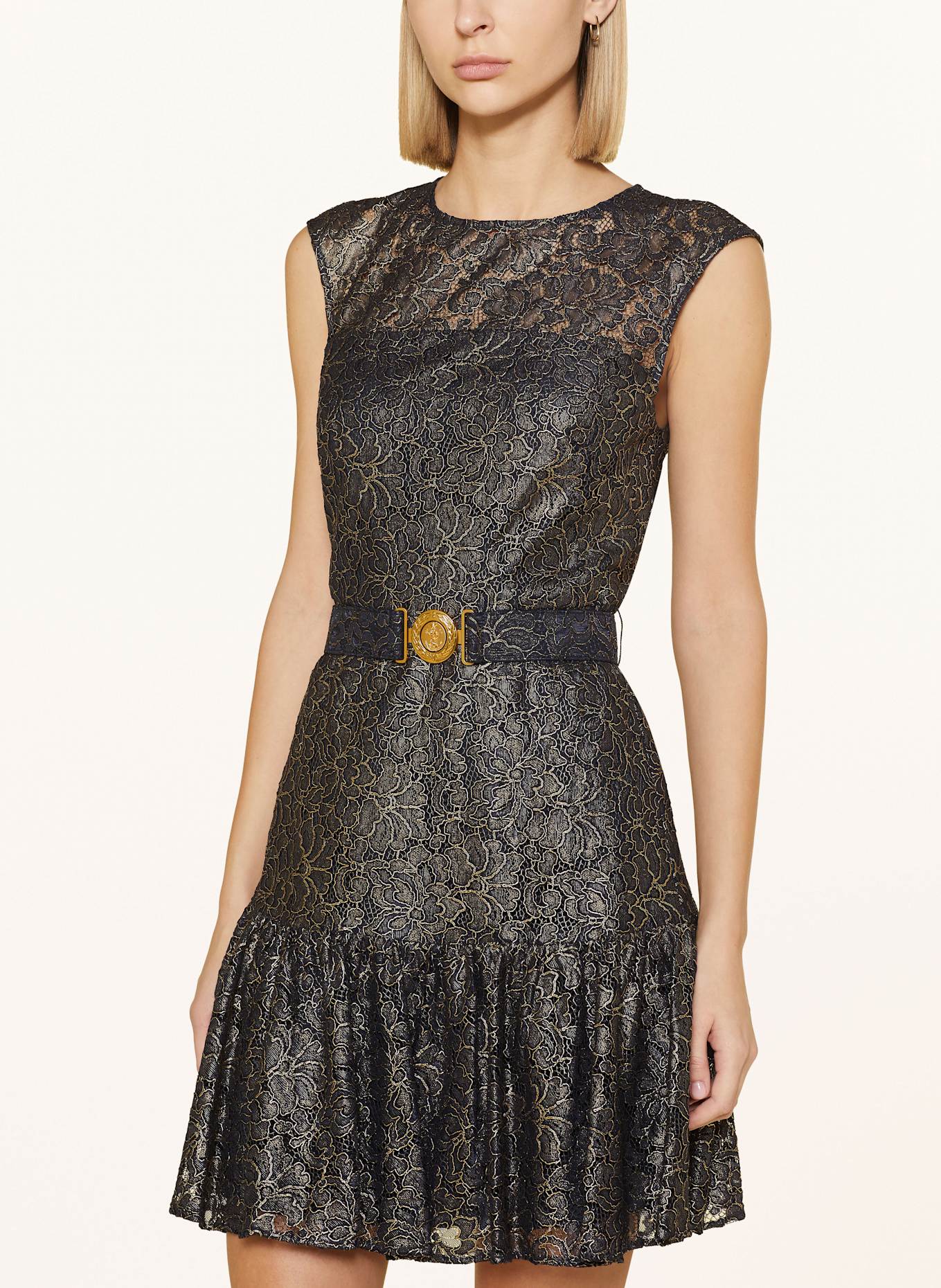 LAUREN RALPH LAUREN Cocktail dress with lace: DARK BLUE / GOLD