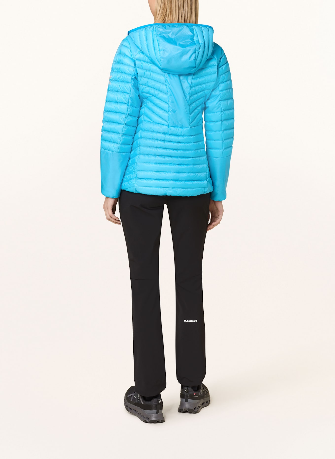 MAMMUT Lehká péřová bunda EIGER SPEED IN HALF ZIP HOODIE: TYRKYSOVÁ