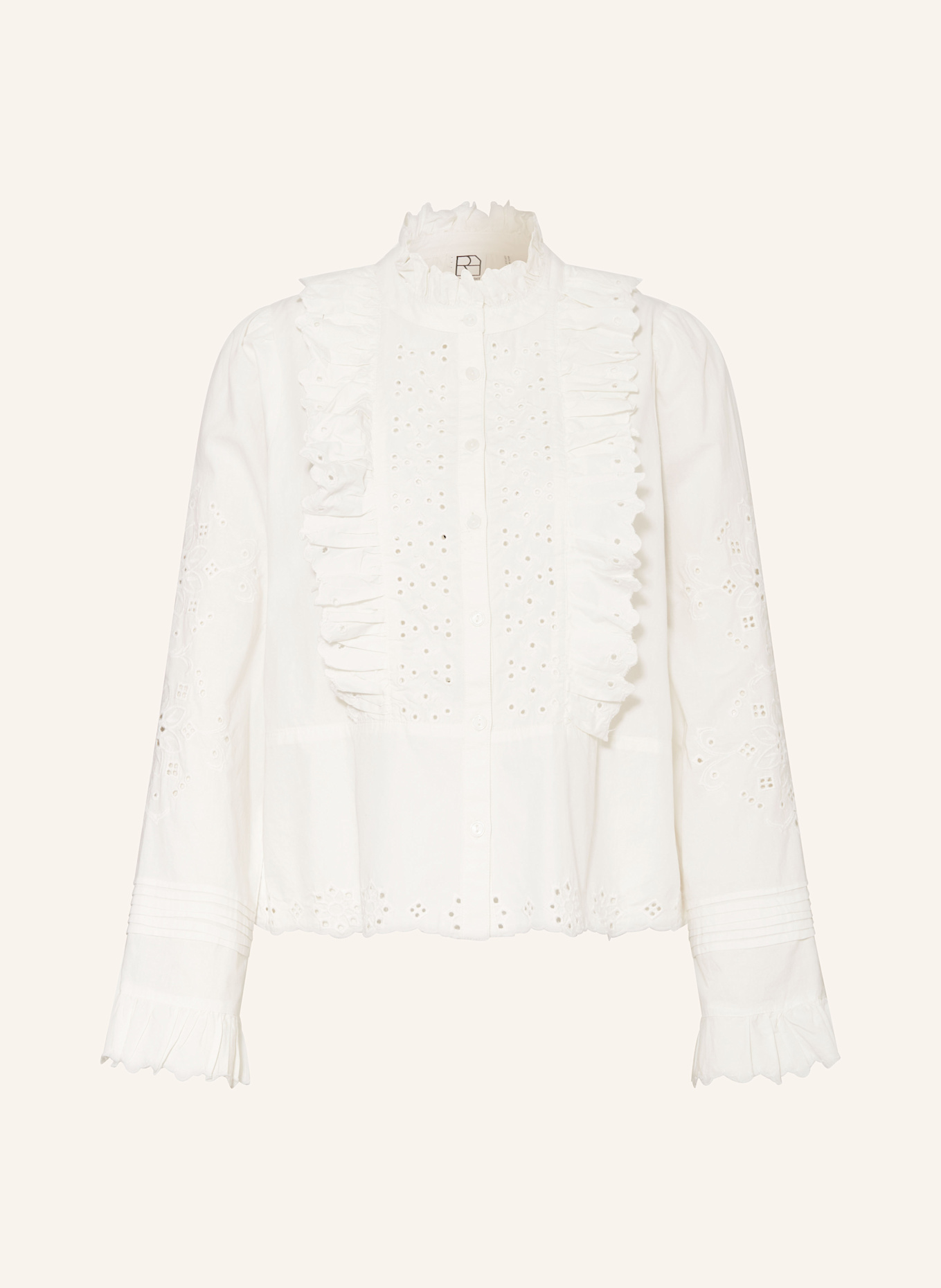 ROUGE VILA Bluzka z falbankami i dziurkowaną koronką: BIAŁY