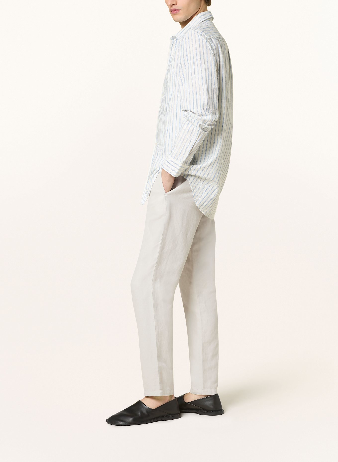 SAMSØE  SAMSØE SMITHY slim fit trousers with linen: ECRU