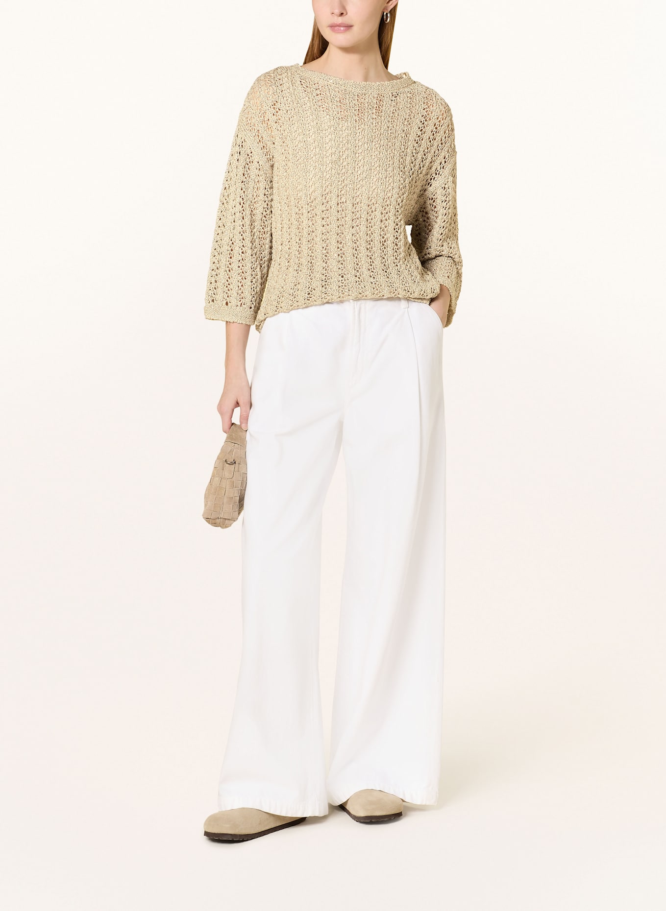 s.Oliver BLACK LABEL Pull à manches 3/4 et paillettes: BEIGE