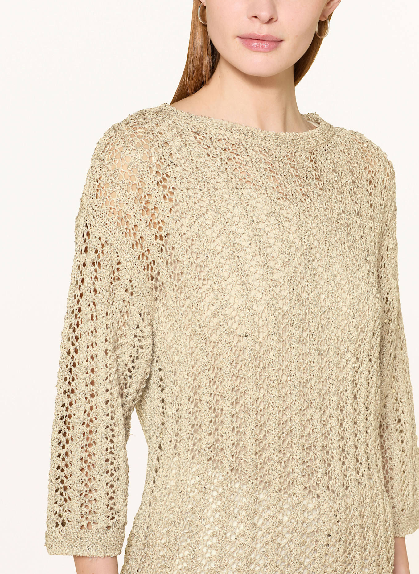 s.Oliver BLACK LABEL Pull à manches 3/4 et paillettes: BEIGE