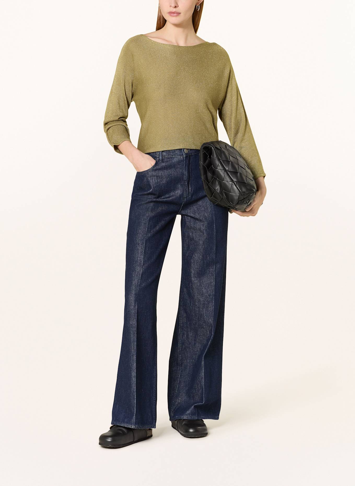 s.Oliver BLACK LABEL Sweater with glitter thread: OLIVE