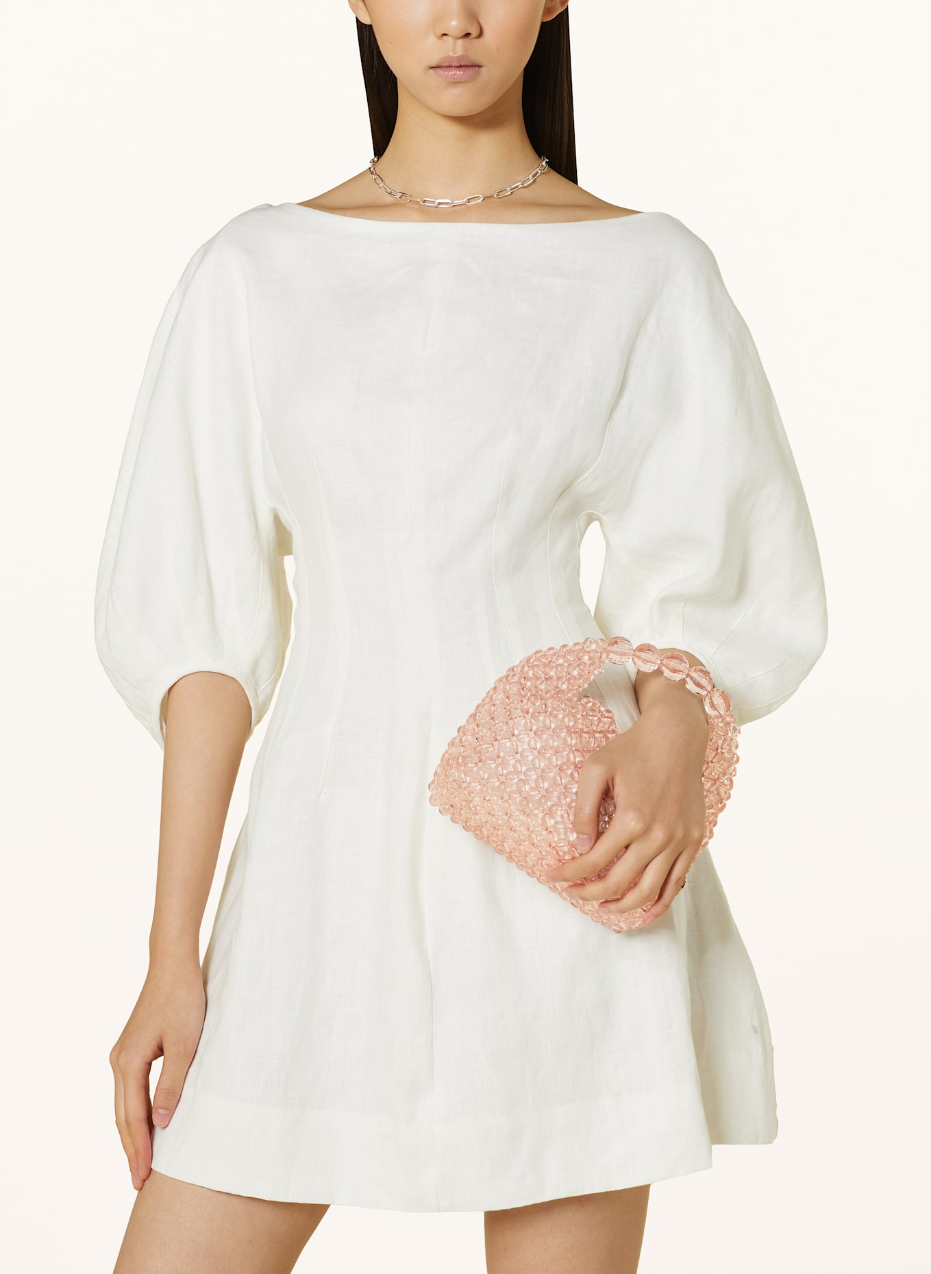 0711 TBILISI Sac à main JODIE en perles décoratives: ROSÉ