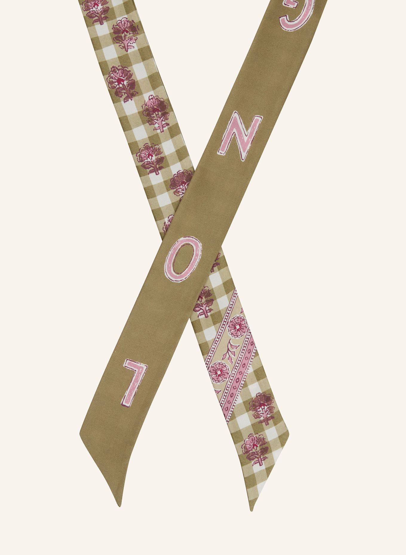 LONGCHAMP Seidentuch L'ESCAPADE BUCOLIQUE: OLIV / FUCHSIA