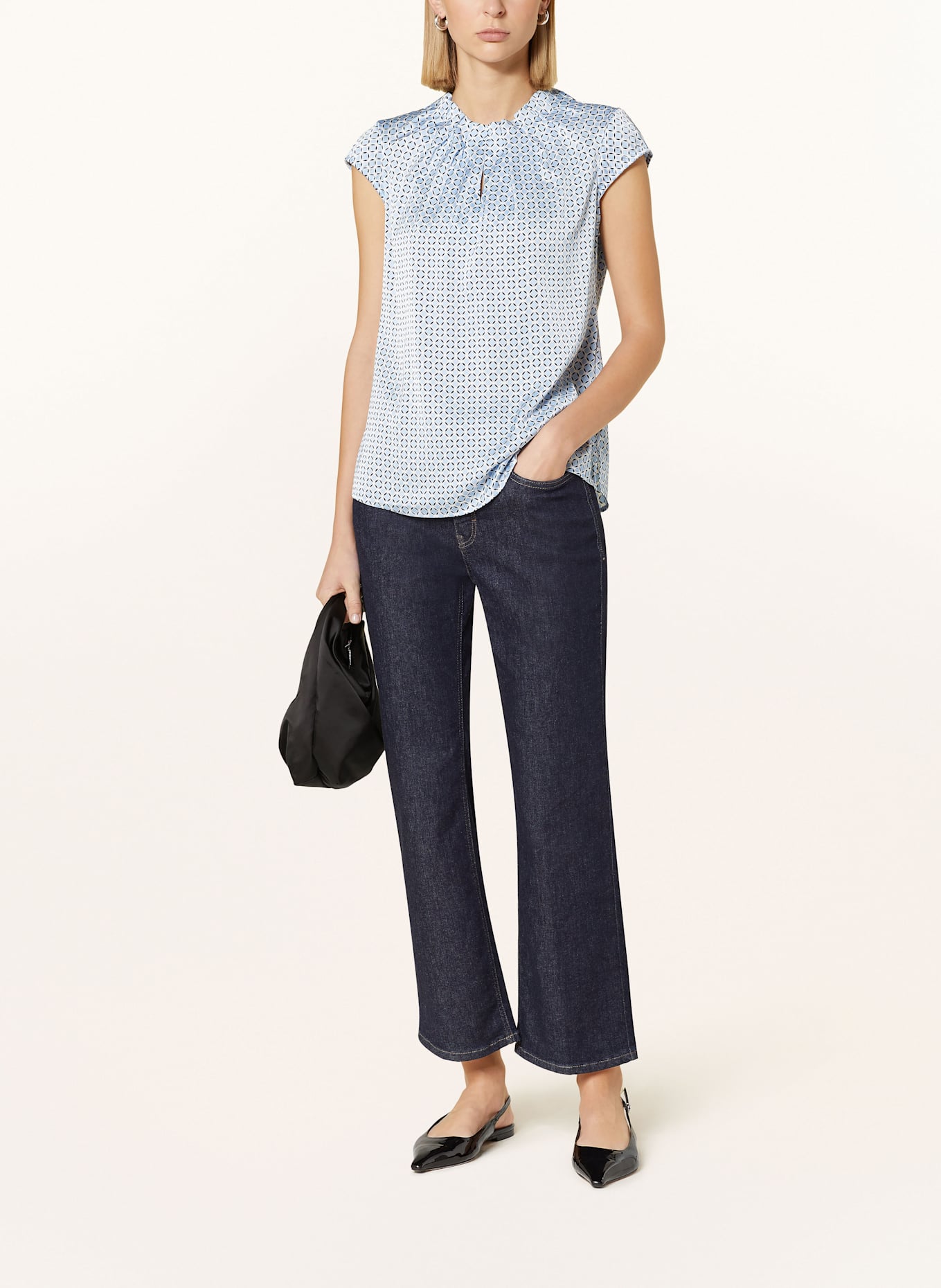 comma Blusentop SONJA: HELLBLAU / DUNKELBLAU / WEISS