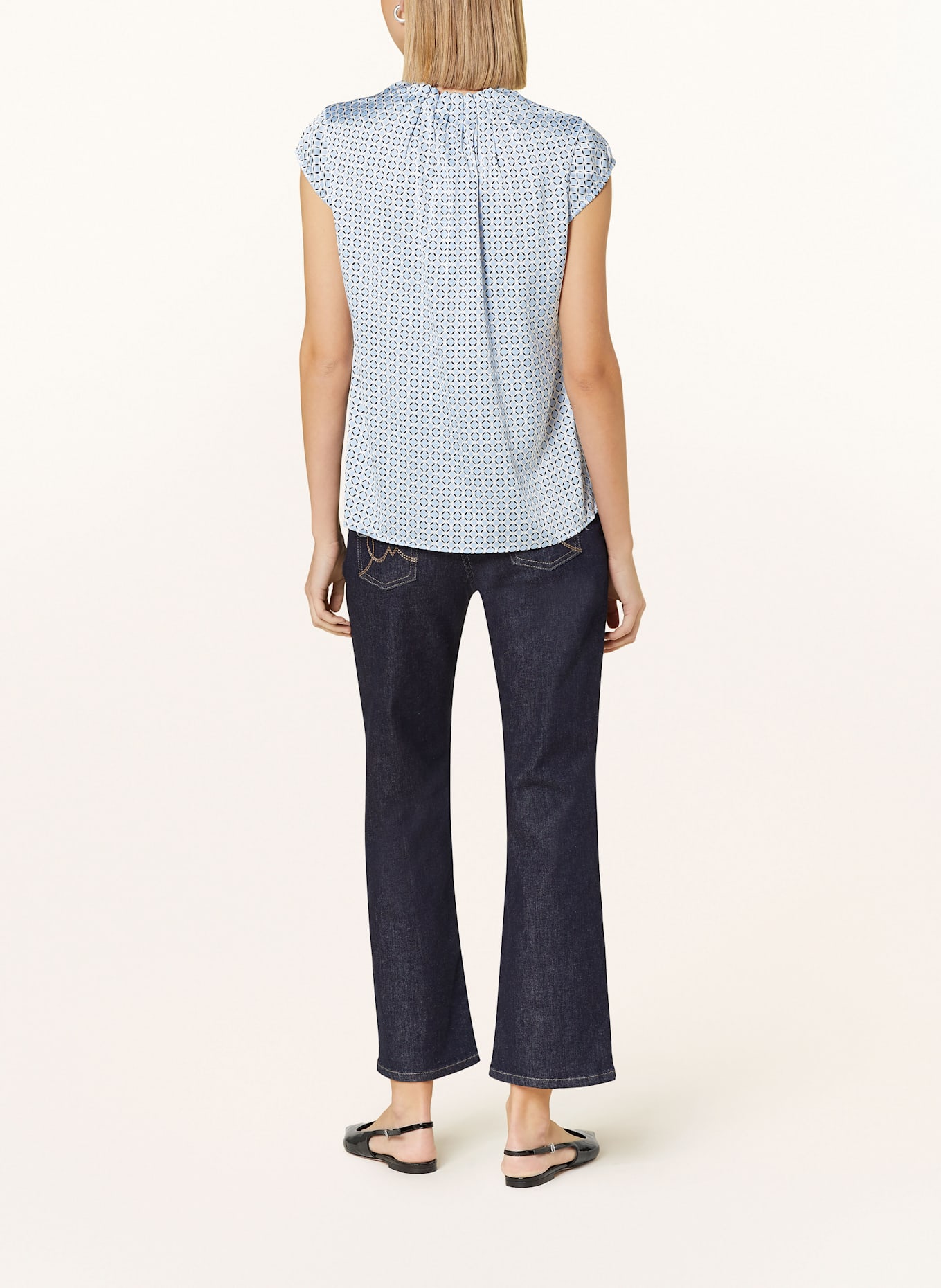 comma Blusentop SONJA: HELLBLAU / DUNKELBLAU / WEISS