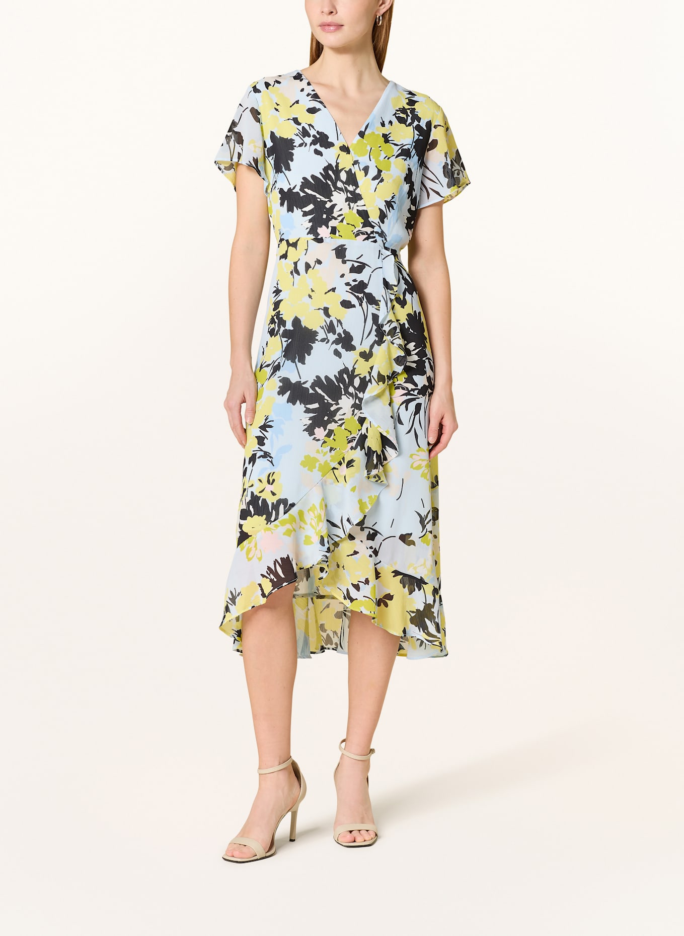 comma Kleid in Wickeloptik: HELLBLAU/ GELB/ DUNKELBLAU