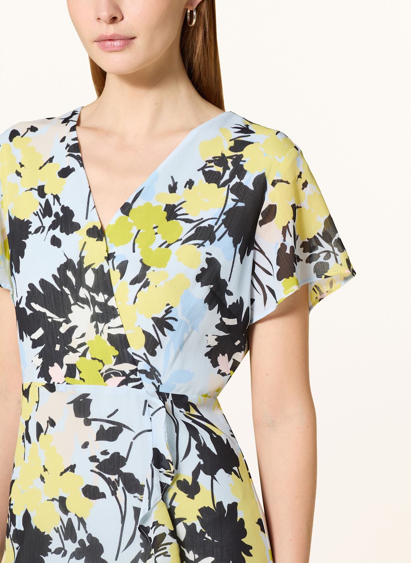 comma Kleid in Wickeloptik: HELLBLAU/ GELB/ DUNKELBLAU