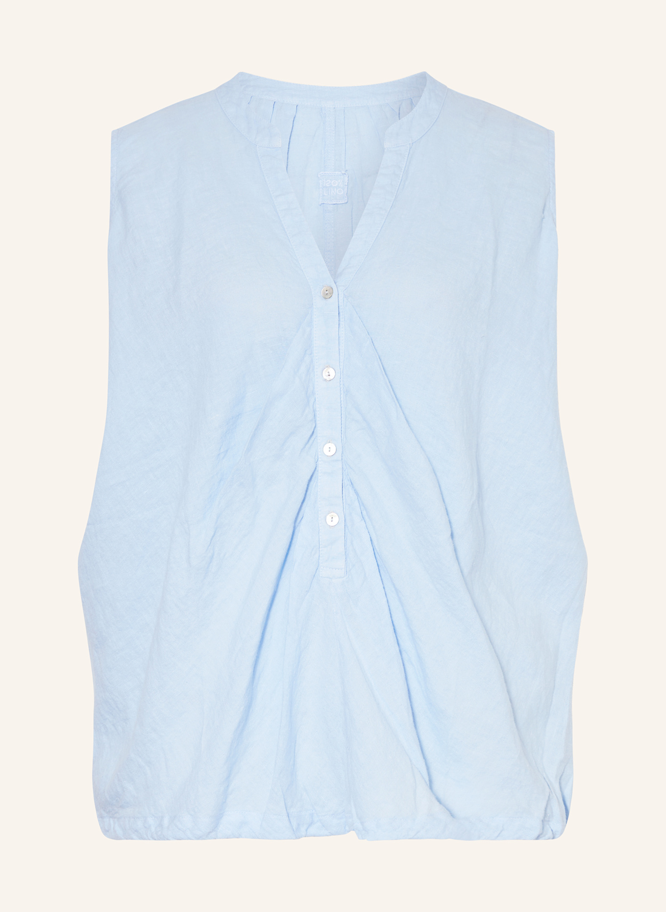 120%lino Blusentop aus Leinen: HELLBLAU