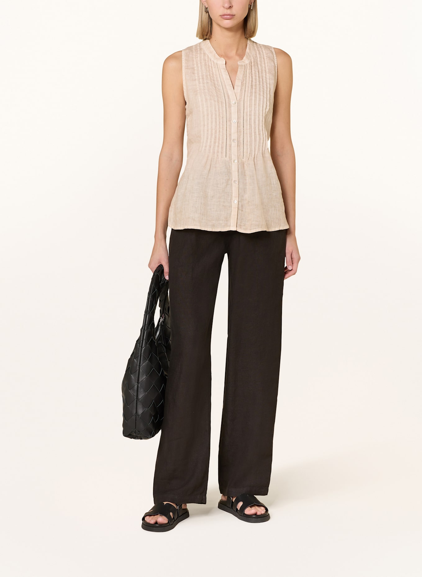 120%lino Blusentop aus Leinen: BEIGE