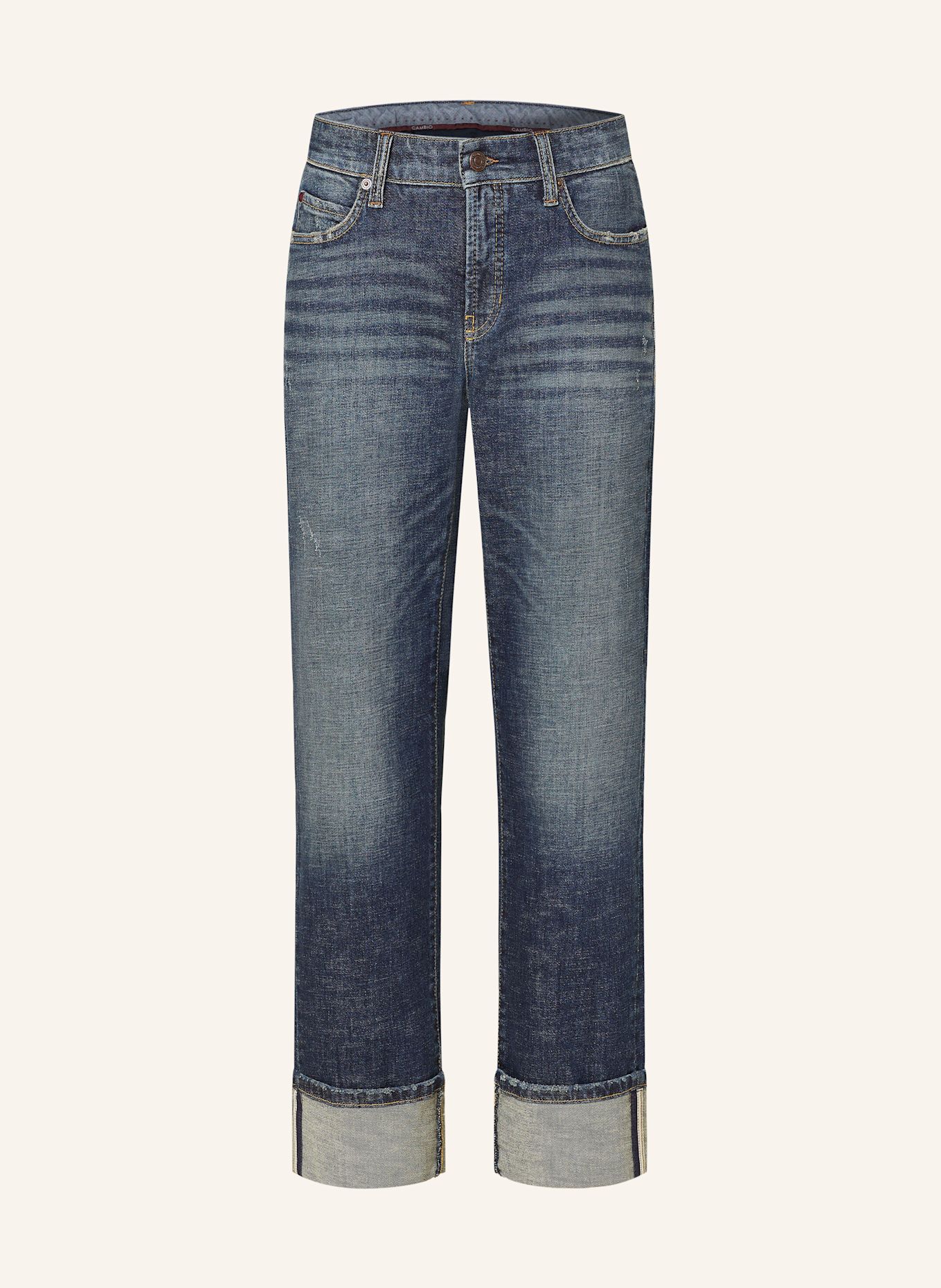 CAMBIO Straight hem jeans PARIS: 5010 dark cross scratched