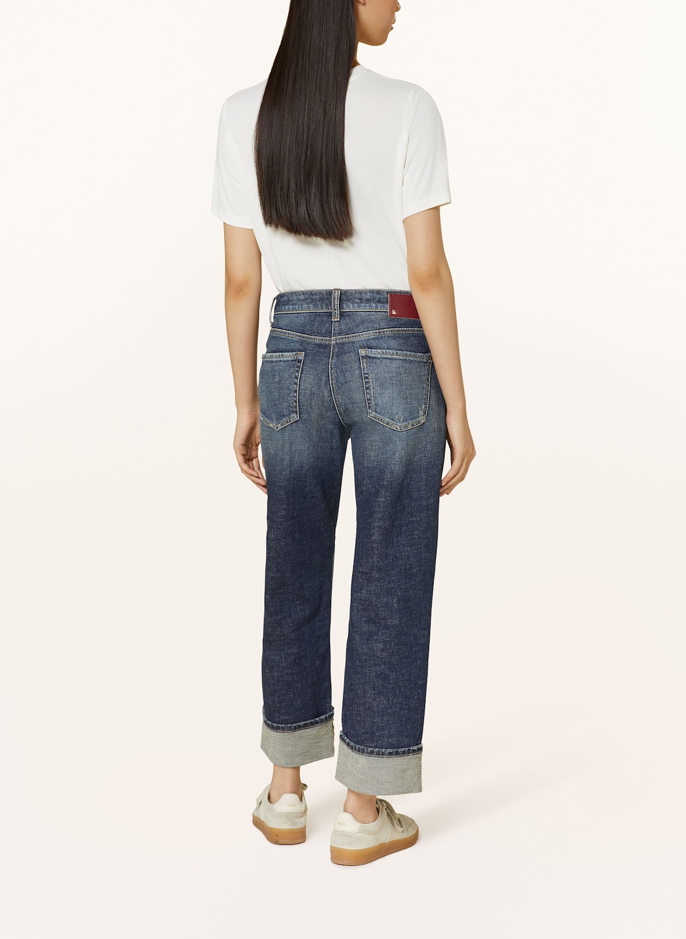 CAMBIO Straight hem jeans PARIS: 5010 dark cross scratched