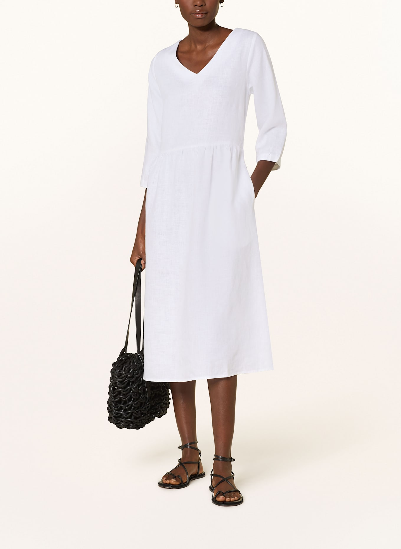 lilienfels Linen dress with 3/4 sleeves, Color: WHITE (Image 2)