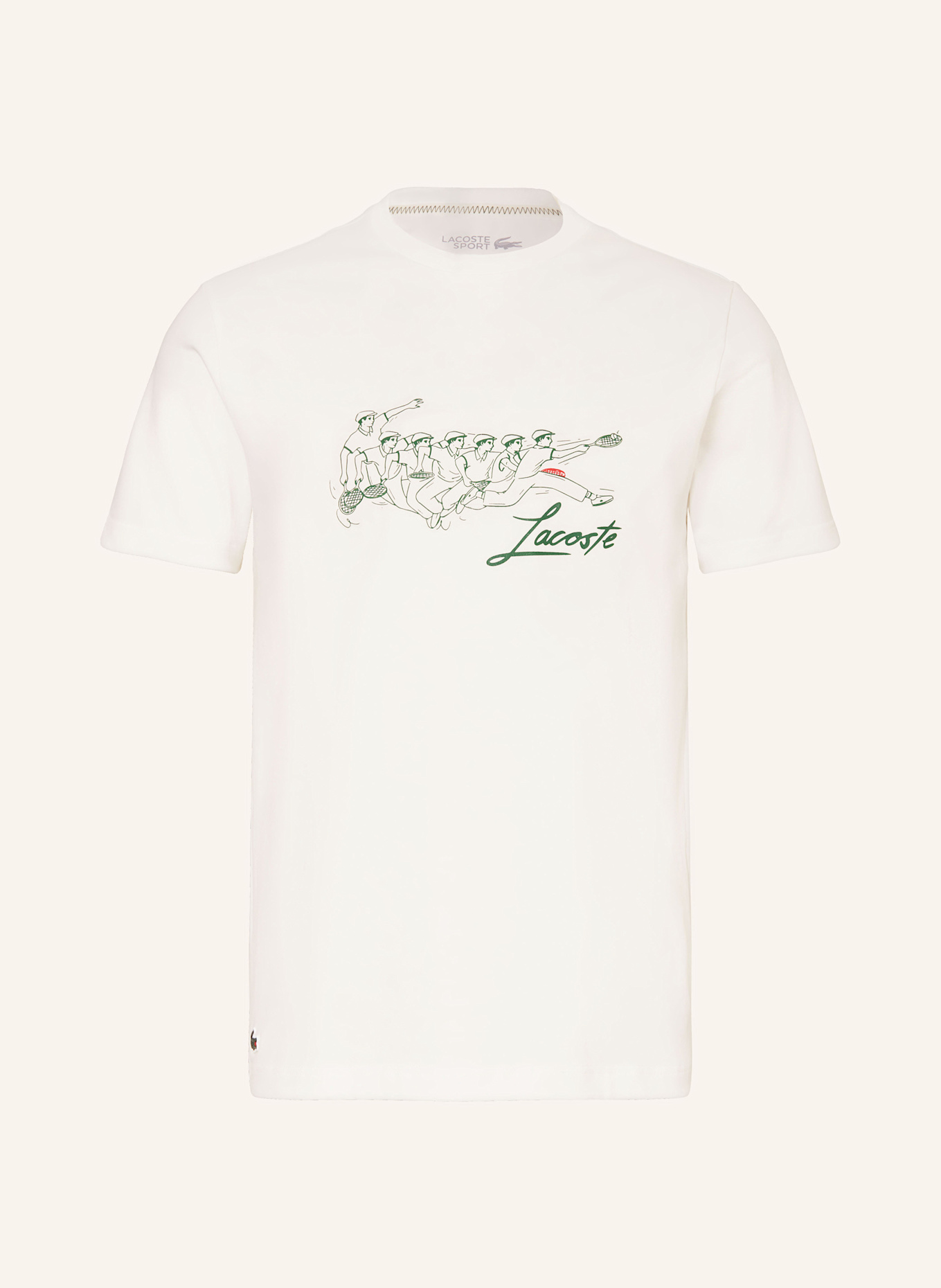 LACOSTE T-Shirt: ECRU/ GRÜN