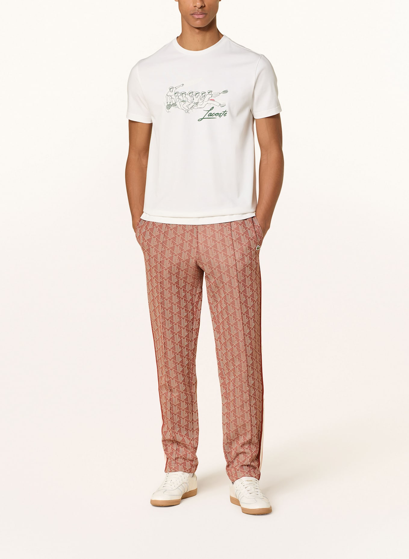 LACOSTE T-Shirt: ECRU/ GRÜN