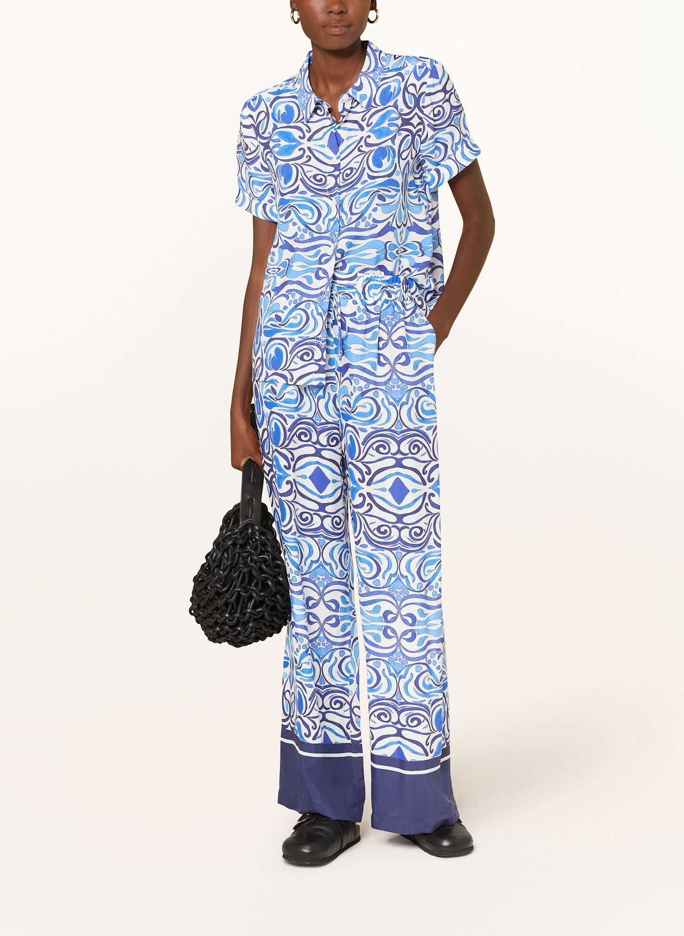 darling harbour Spodnie marlena: NIEBIESKI / BIAŁY