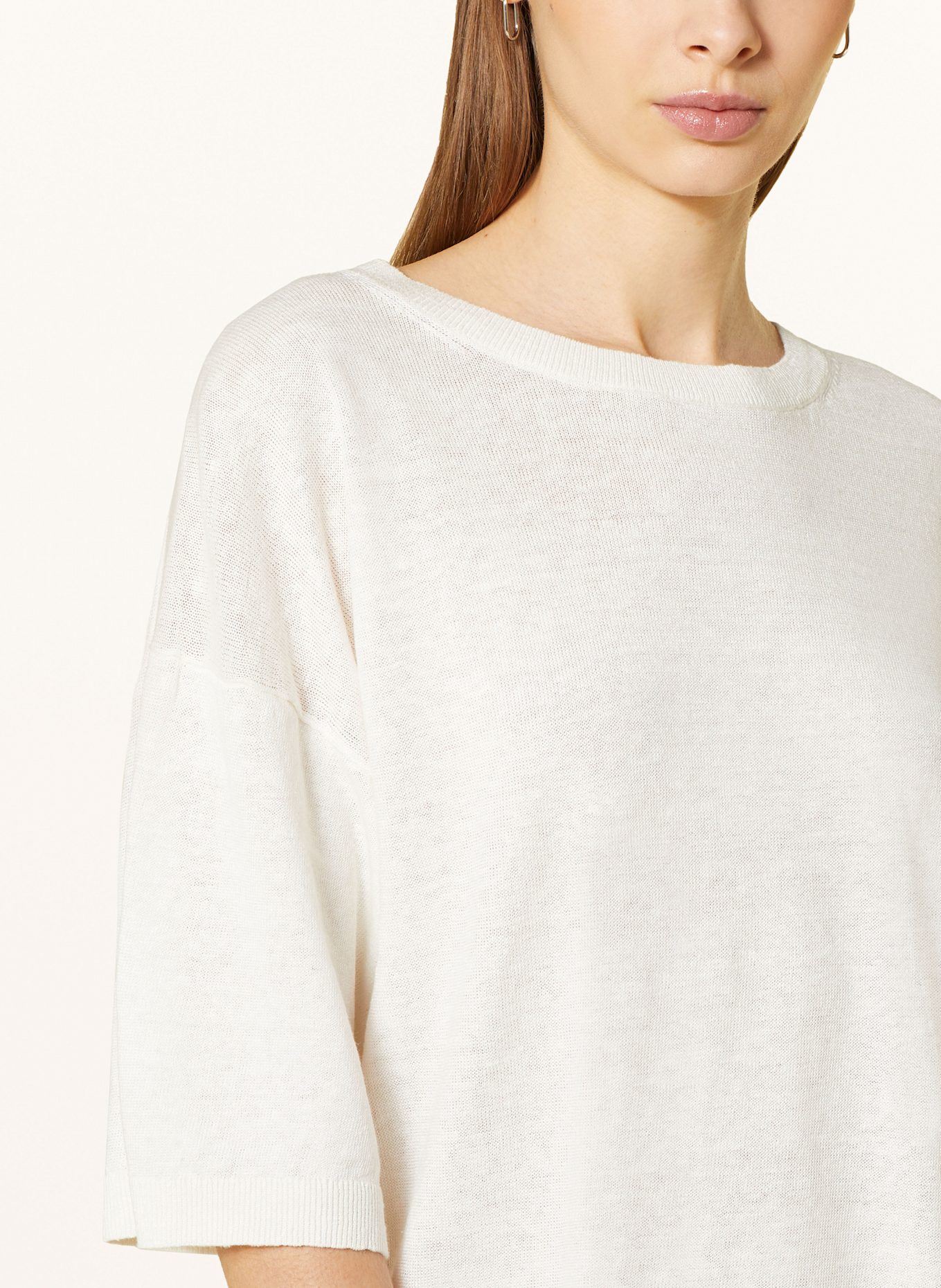 darling harbour Strickshirt aus Leinen: OFFWHITE
