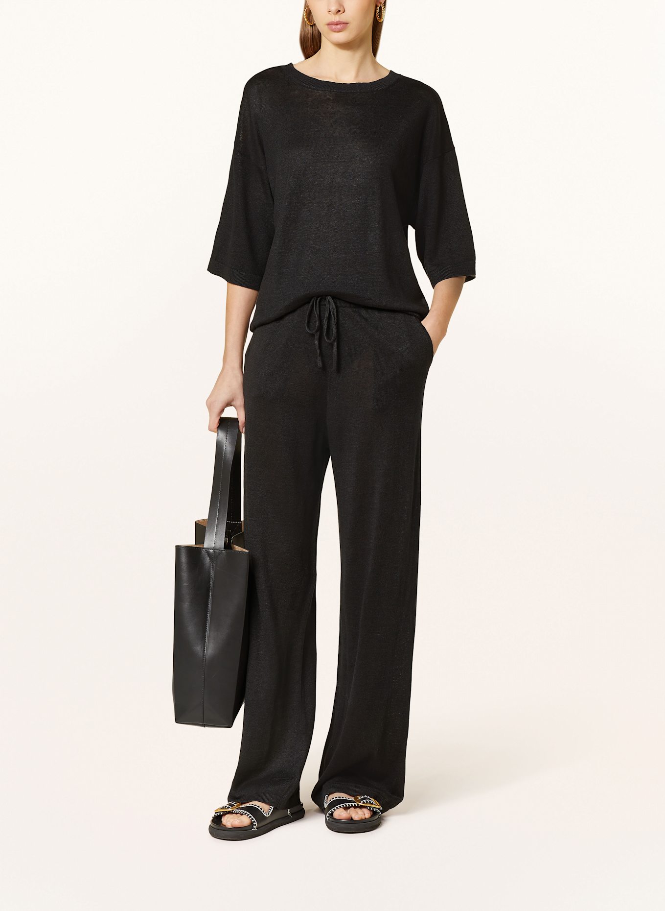 darling harbour Strickshirt aus Leinen: SCHWARZ