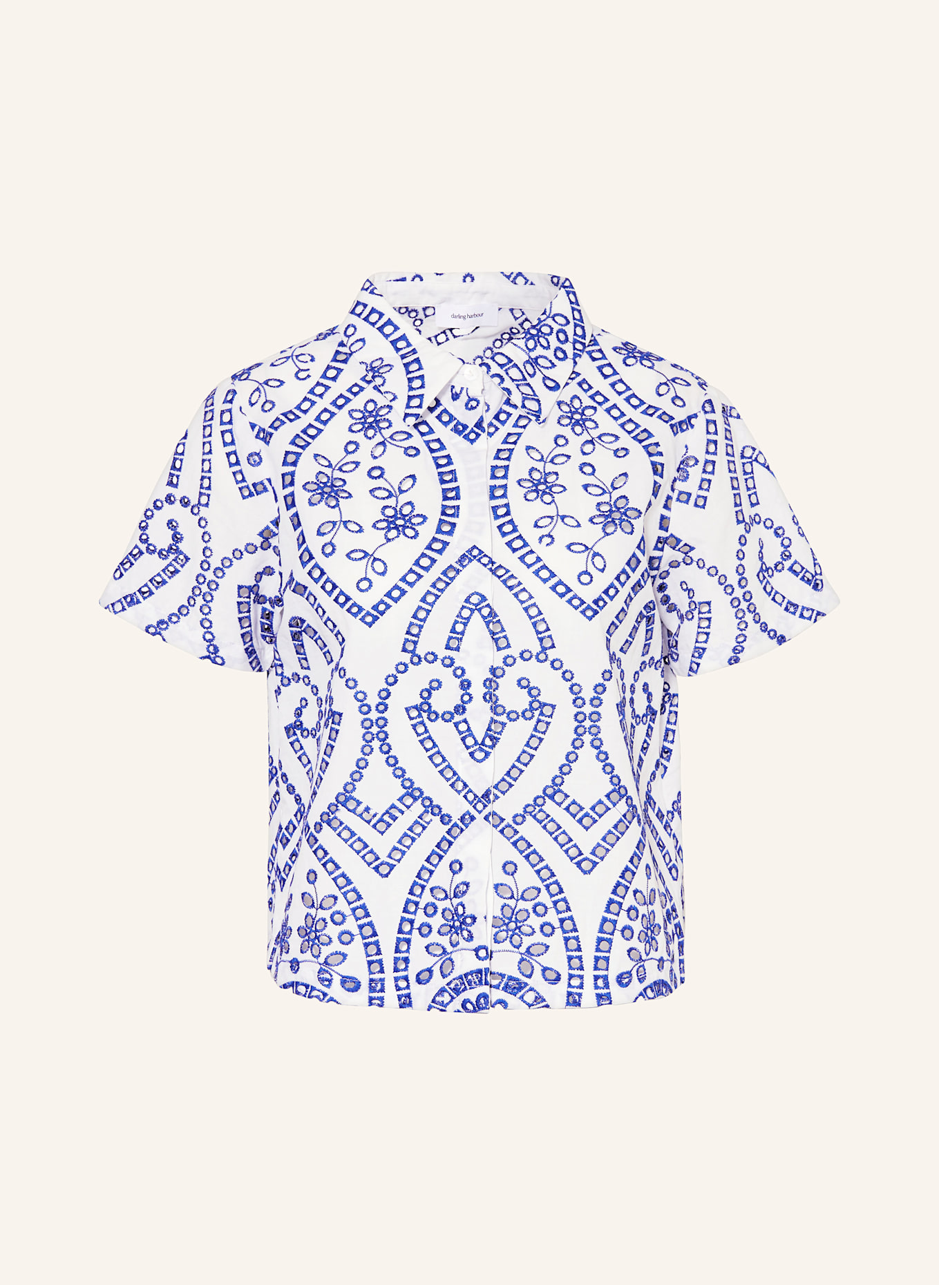 darling harbour Hemdbluse aus Lochspitze: WEISS / BLAU