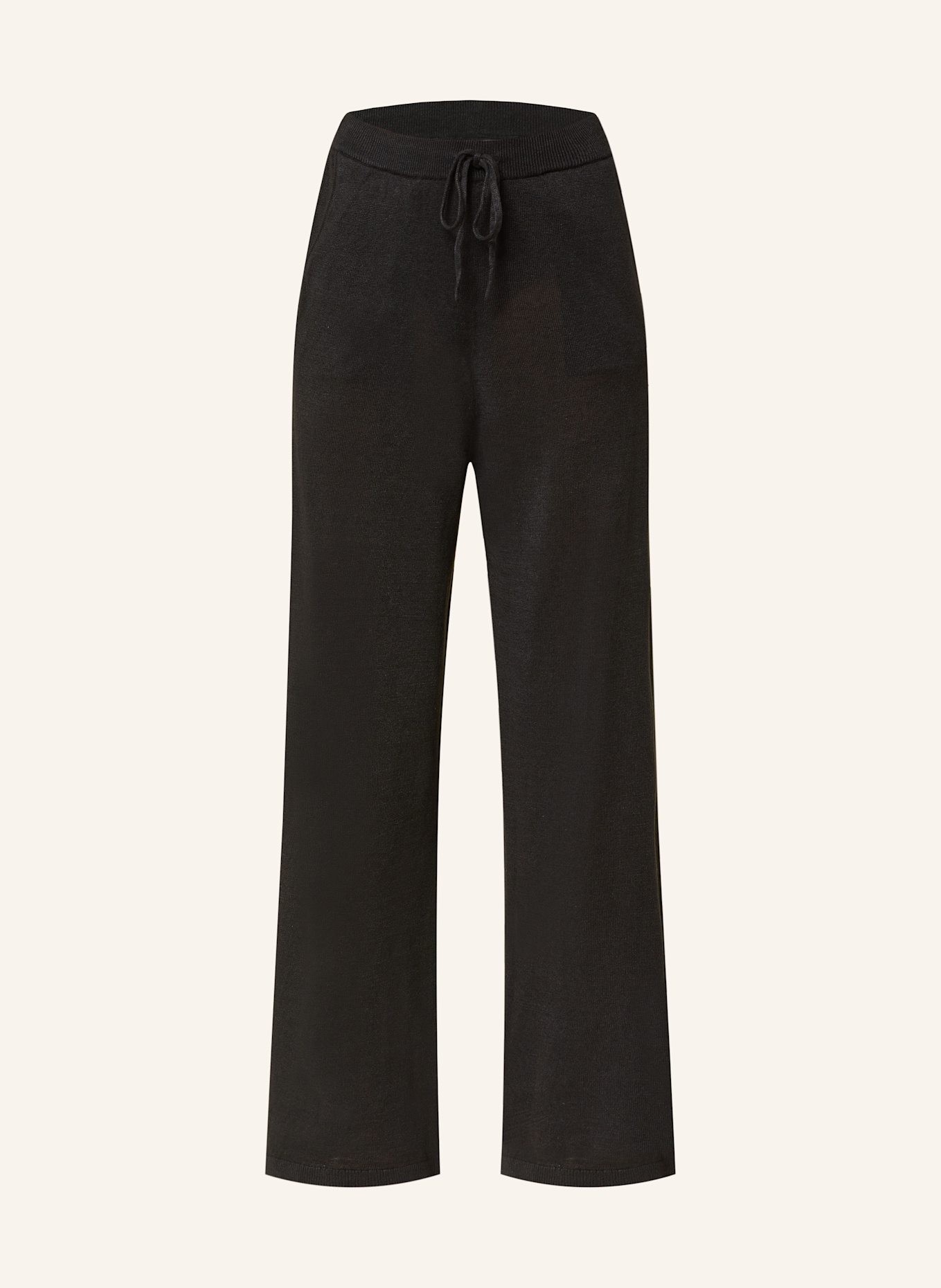 darling harbour Linen knit trousers: BLACK