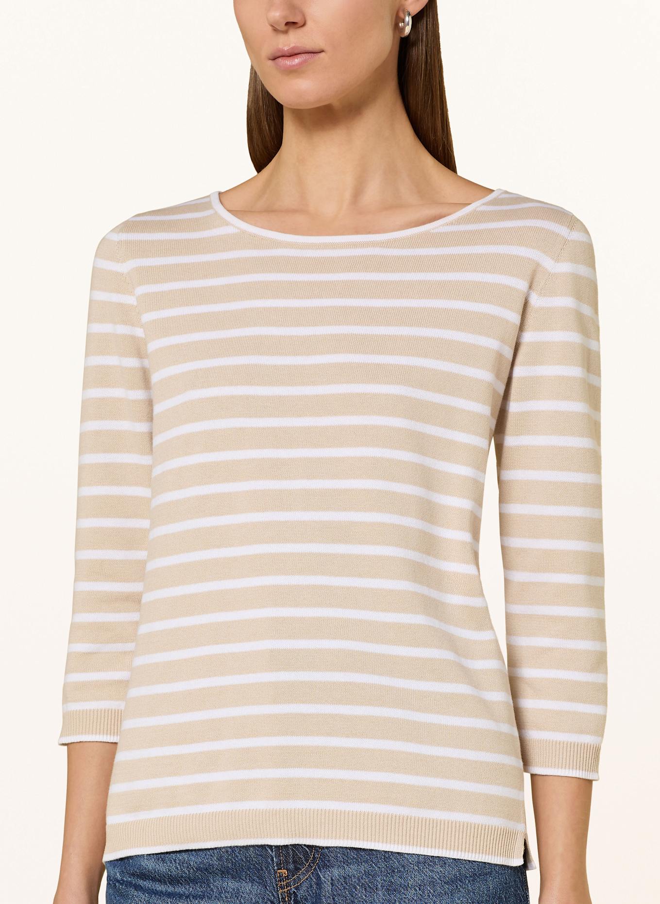 darling harbour Pullover mit 3/4-Arm: SAND / WEISS