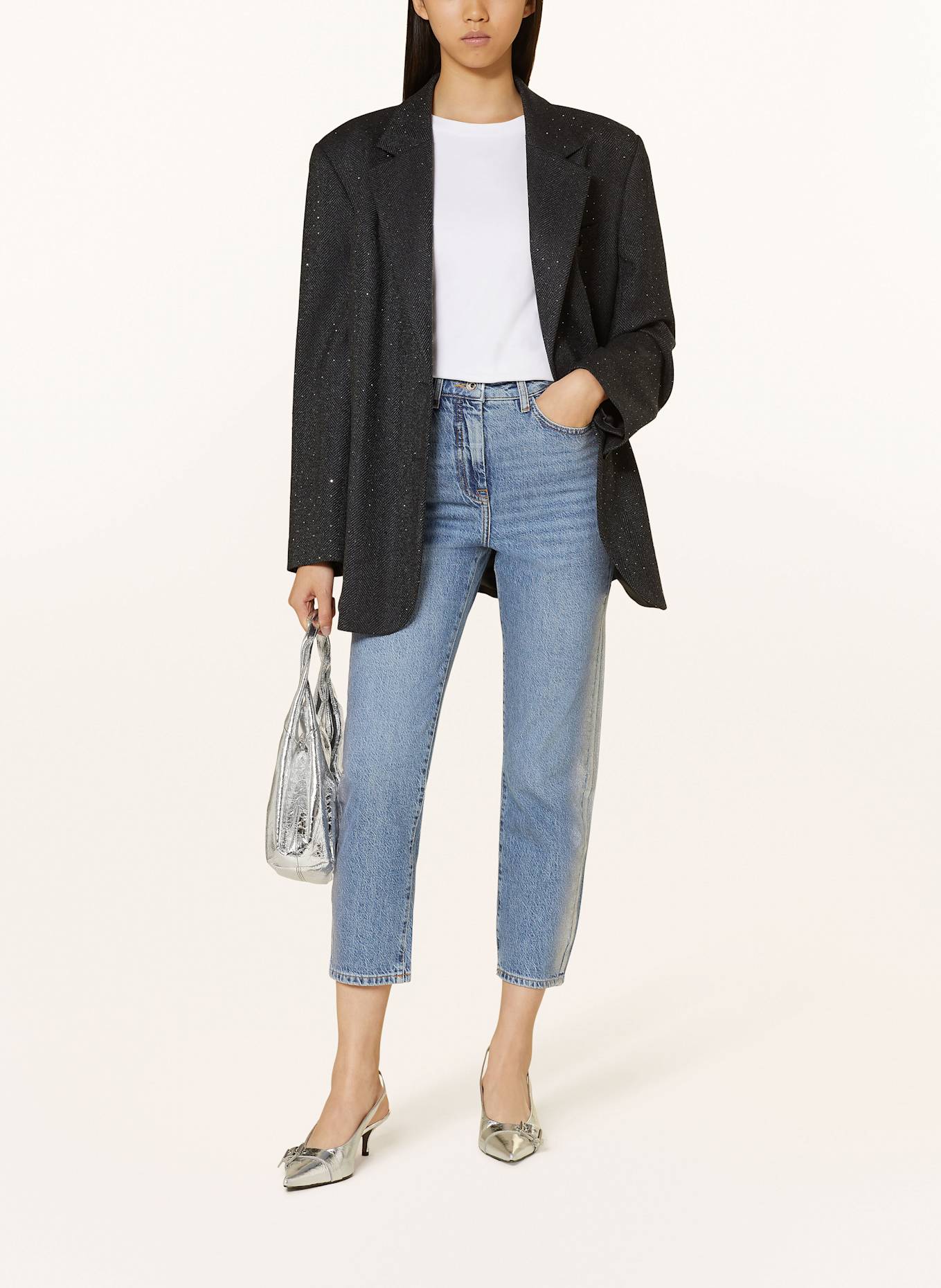 PATRIZIA PEPE 7/8-Jeans: S709 Shiny silver Coated