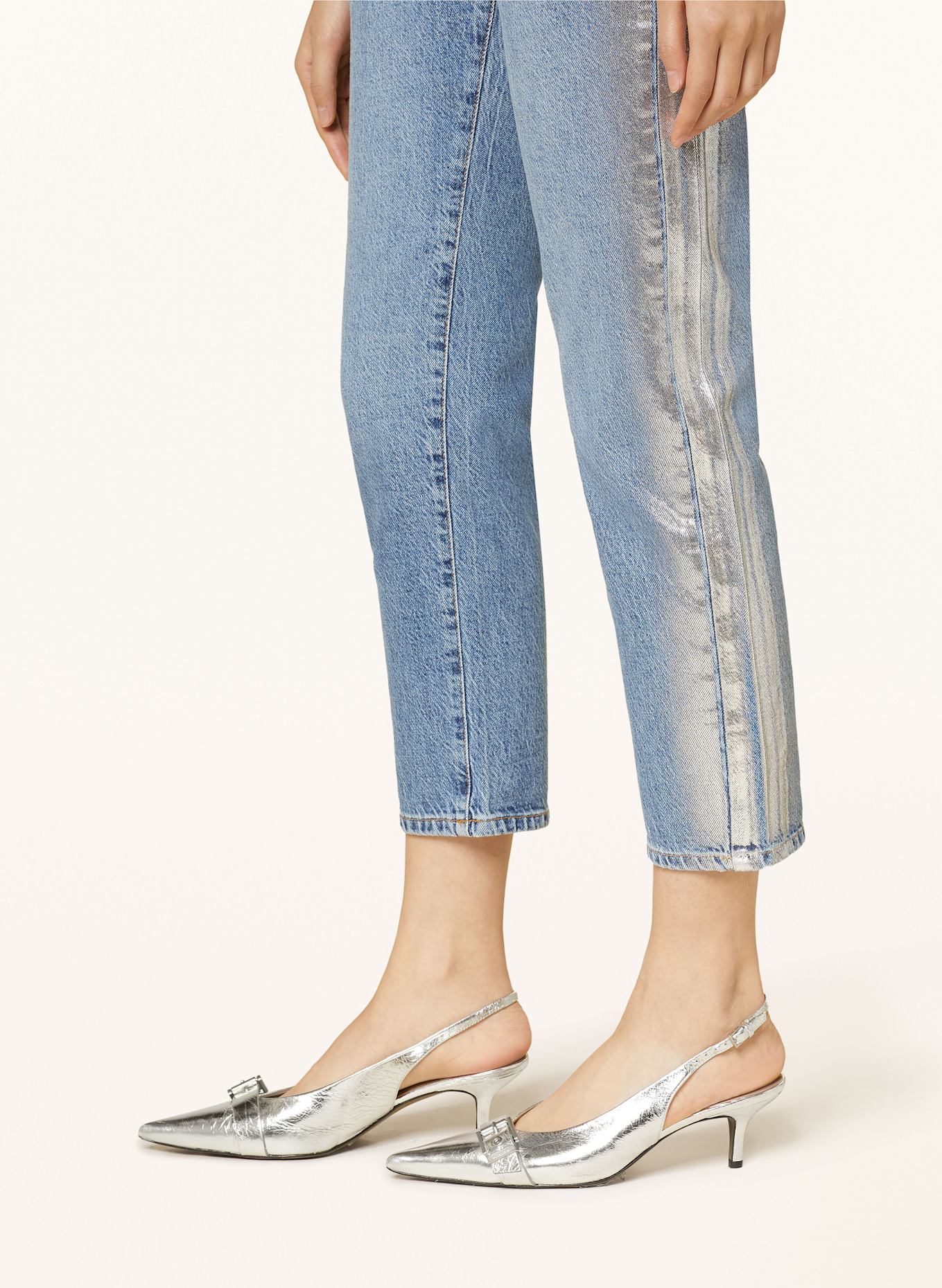 PATRIZIA PEPE 7/8-Jeans: S709 Shiny silver Coated