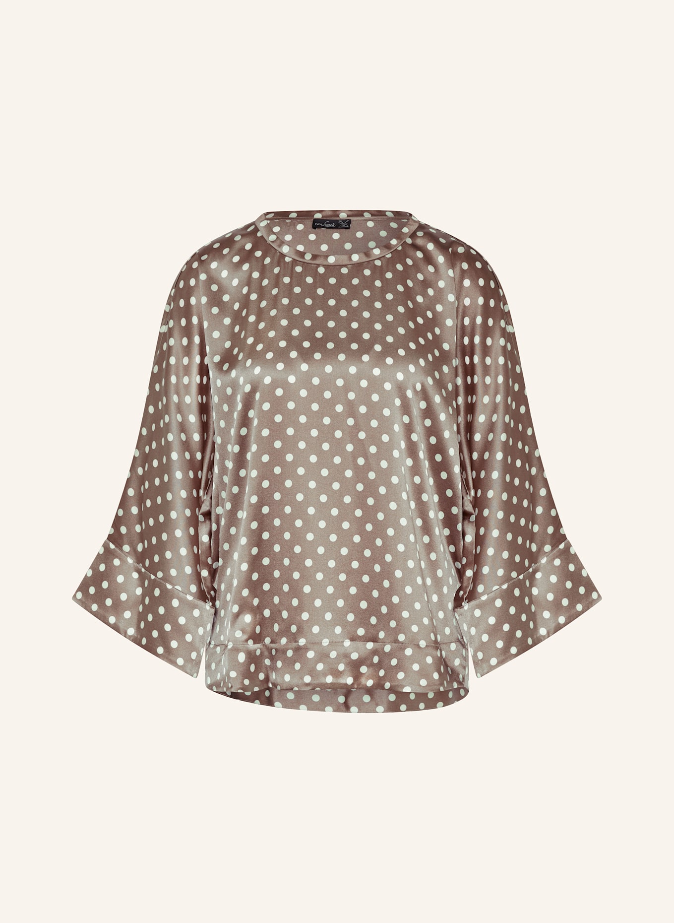 van Laack Silk shirt blouse VL-OLESSA-XX with 3/4 sleeves, Color: BROWN/ WHITE (Image 1)