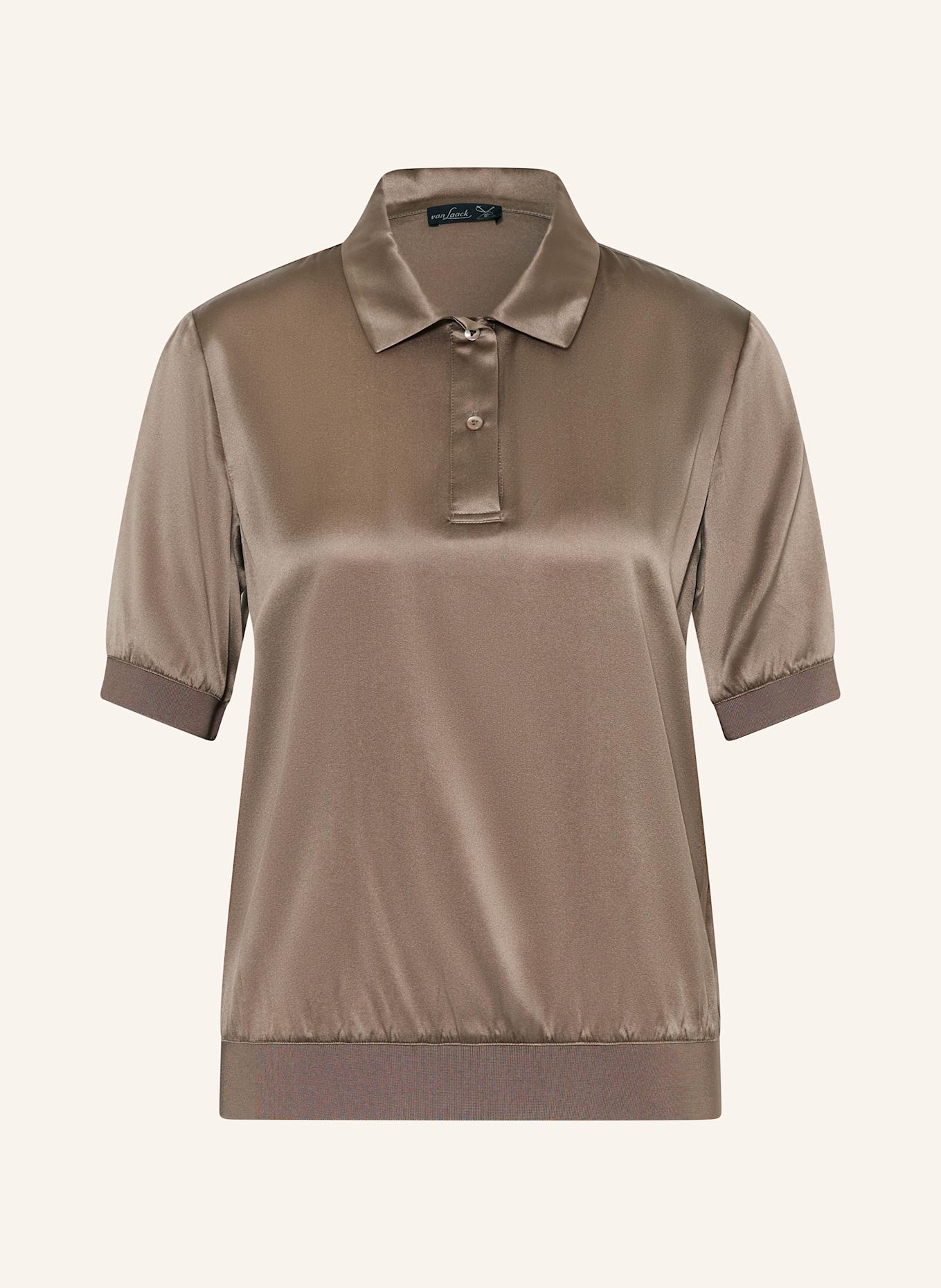 van Laack VL-LUNIA-XX silk satin polo shirt, Color: BROWN (Image 1)