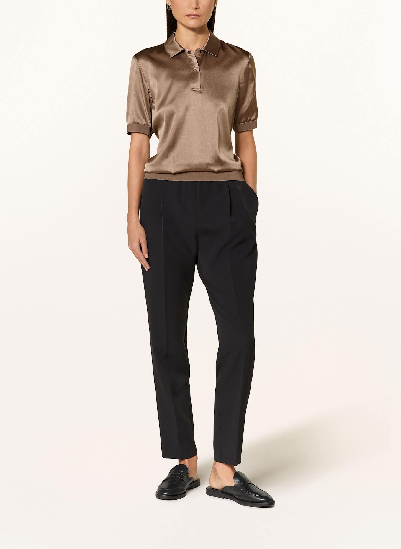 van Laack VL-LUNIA-XX silk satin polo shirt, Color: BROWN (Image 2)