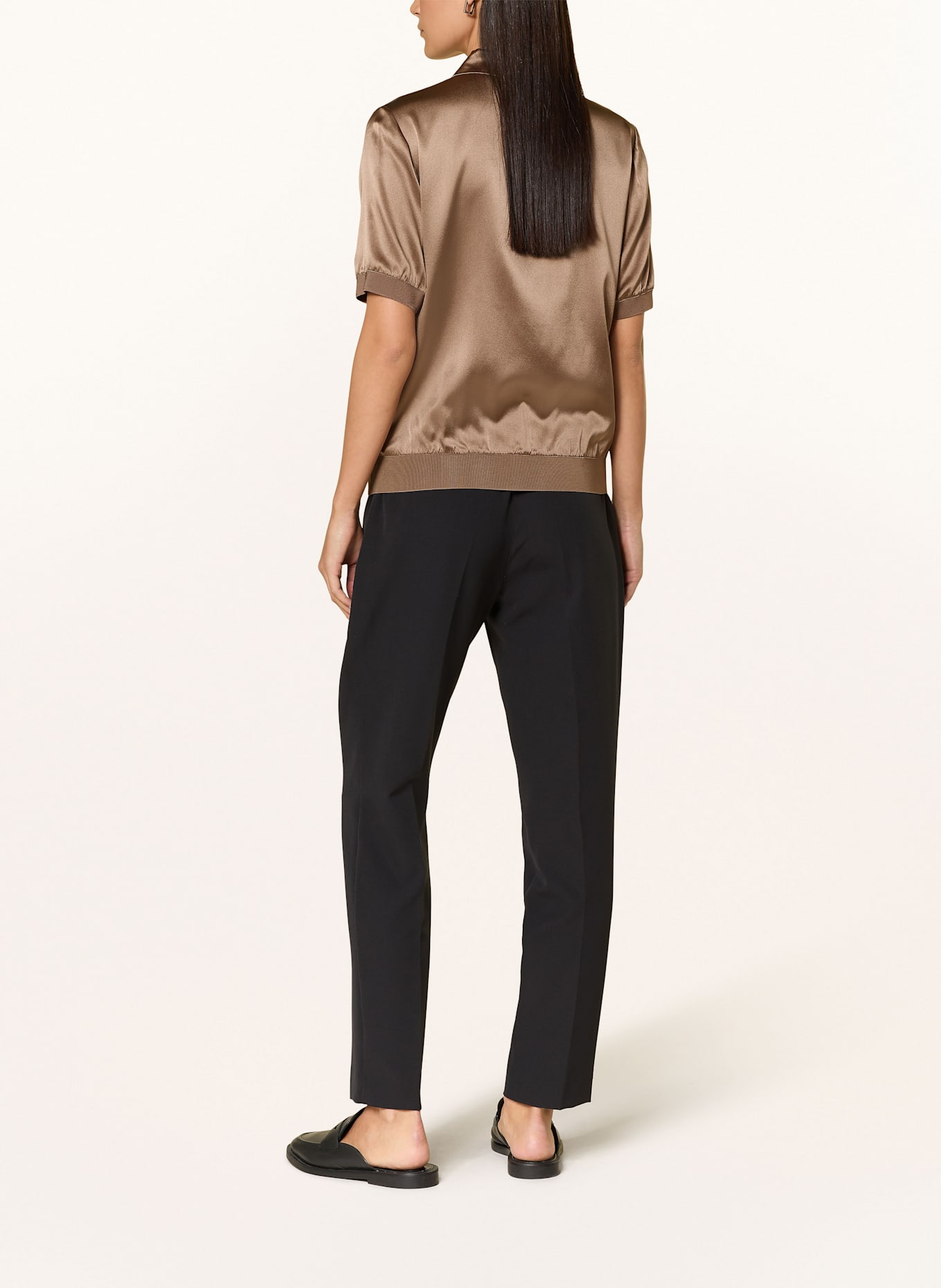 van Laack VL-LUNIA-XX silk satin polo shirt, Color: BROWN (Image 3)