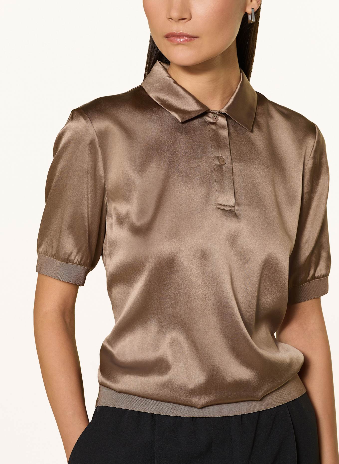 van Laack VL-LUNIA-XX silk satin polo shirt, Color: BROWN (Image 4)