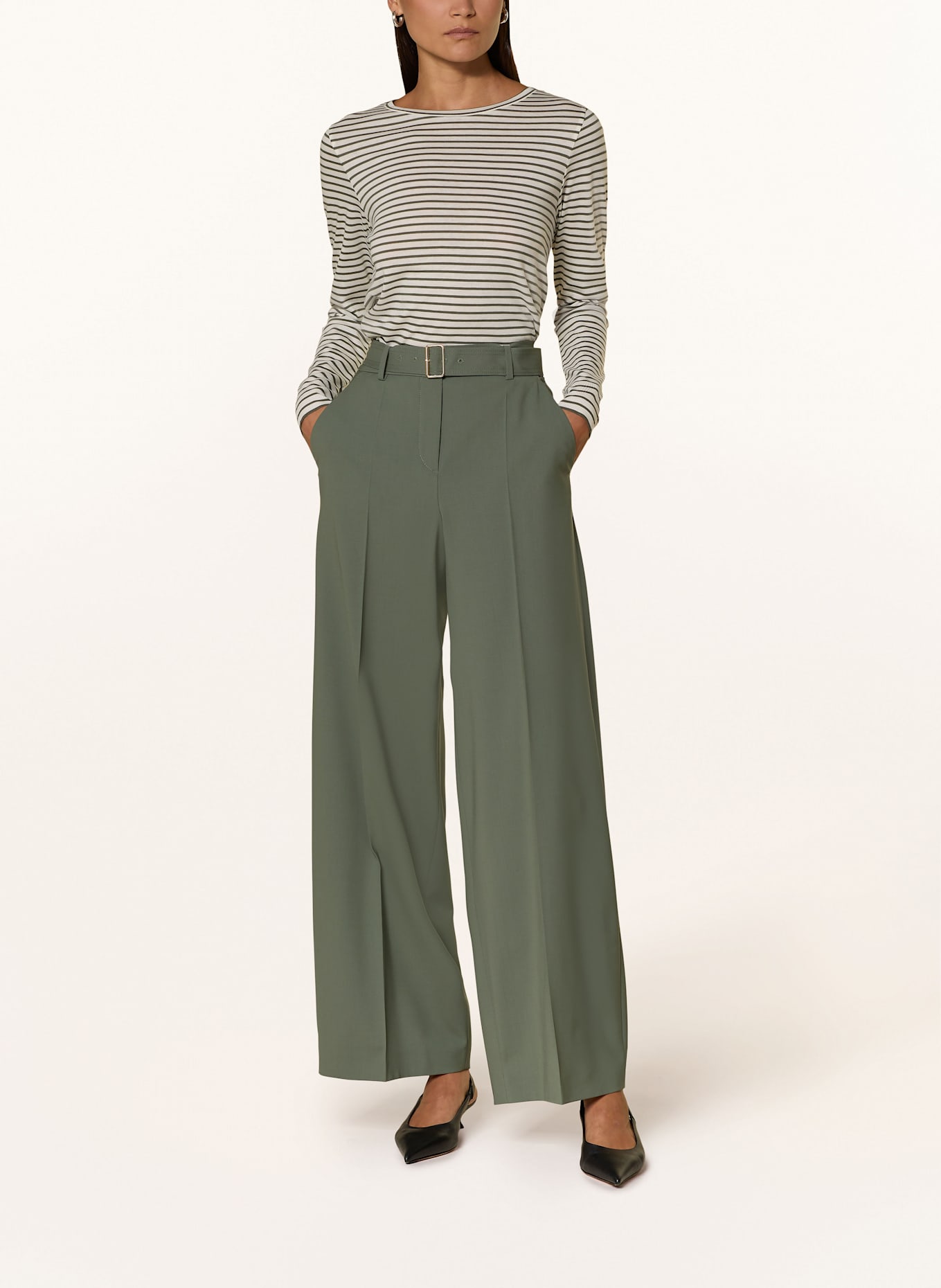 windsor. Wide leg trousers: GREEN
