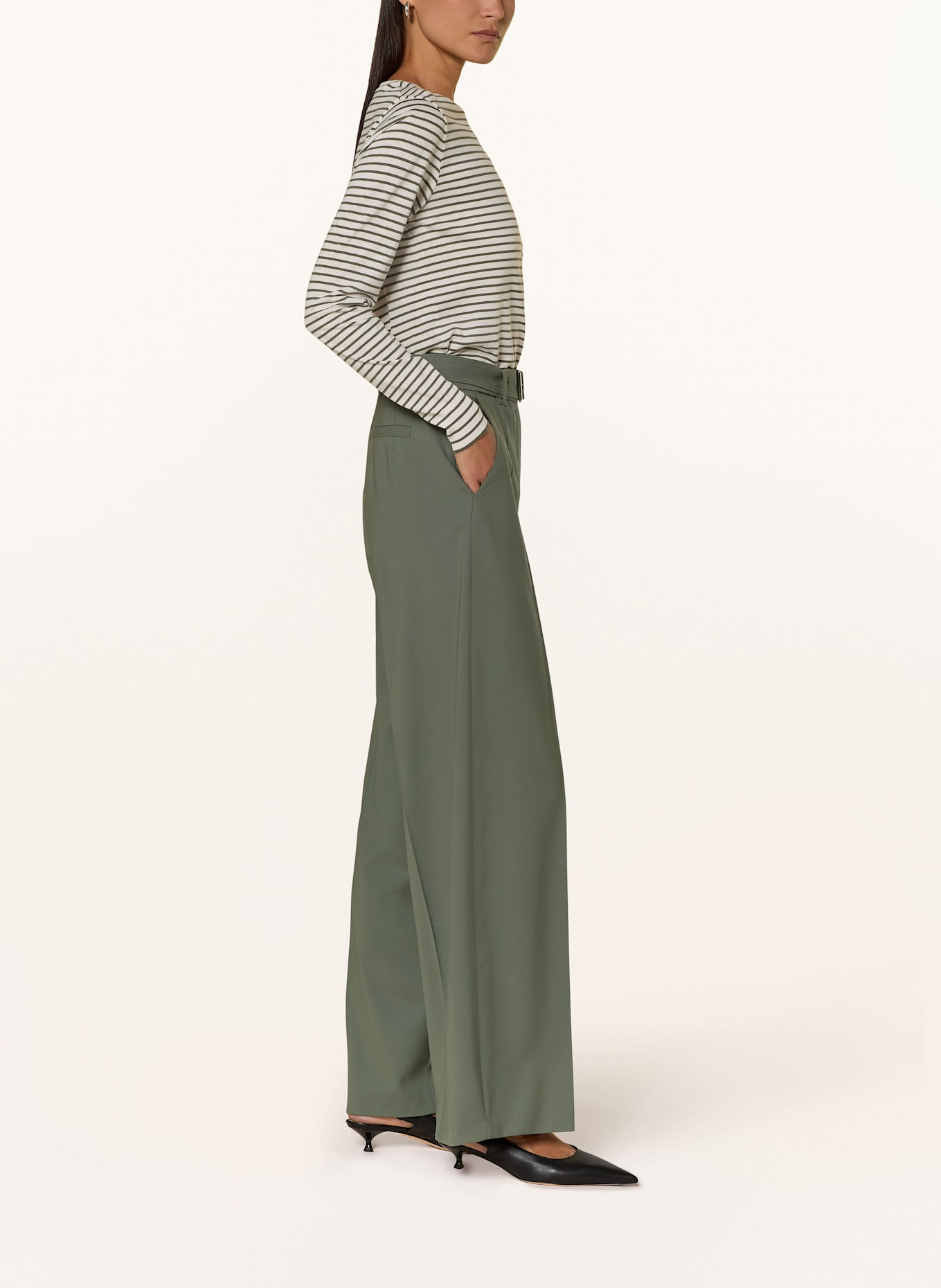 windsor. Wide leg trousers: GREEN