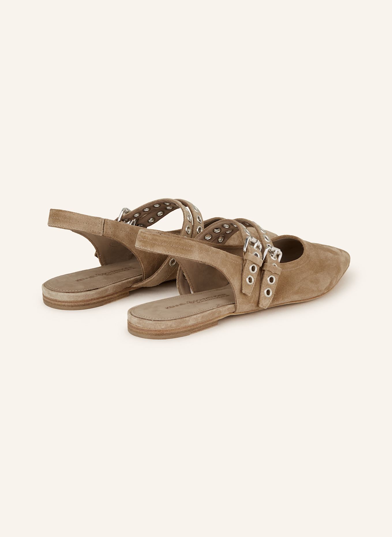 KENNEL & SCHMENGER Slingballerinas GRETA mit Nieten: TAUPE