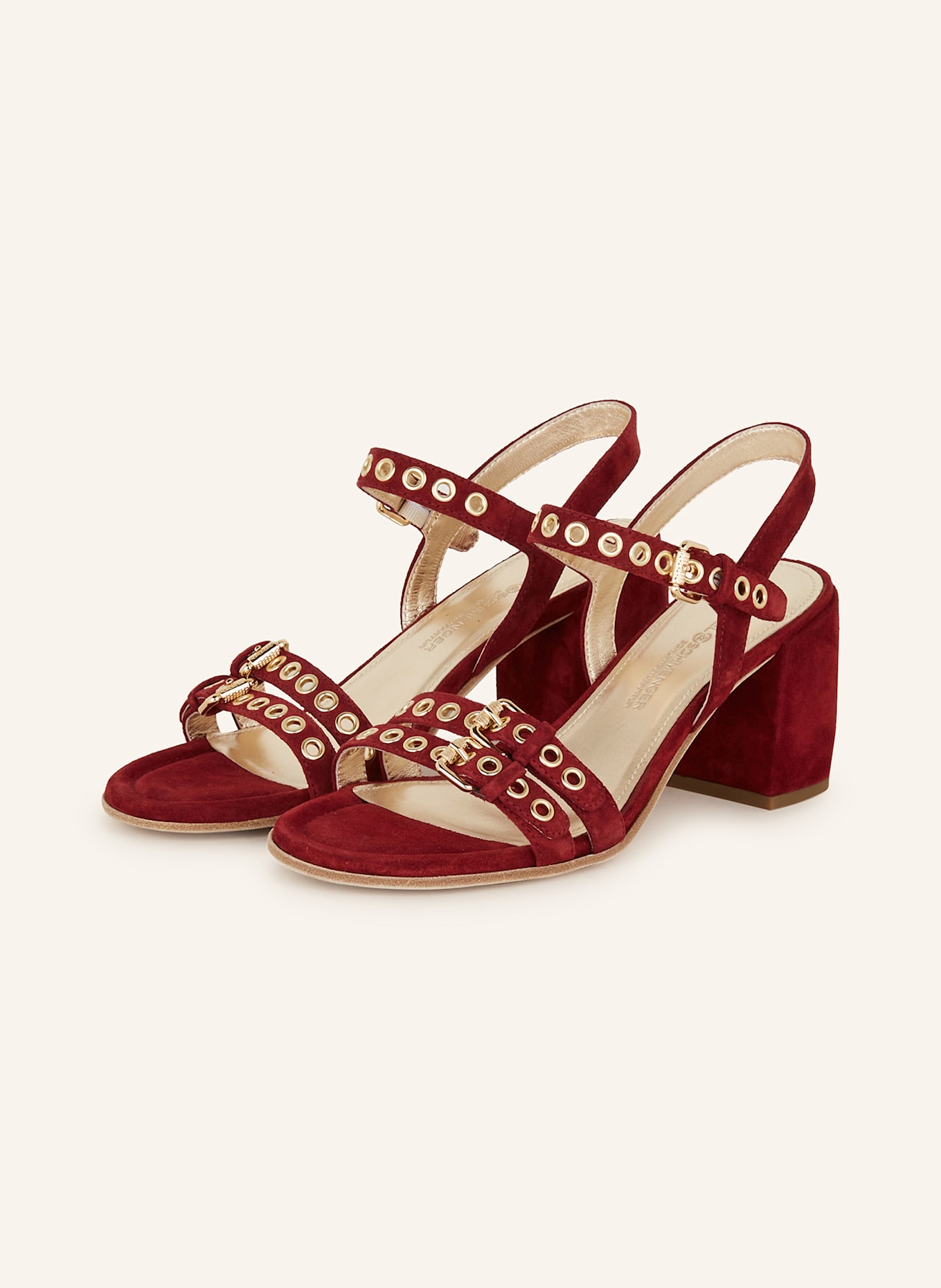 KENNEL & SCHMENGER VIOLA sandals: DARK RED / GOLD