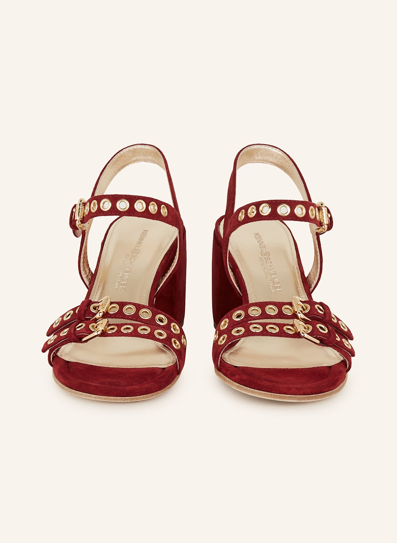 KENNEL & SCHMENGER VIOLA sandals: DARK RED / GOLD