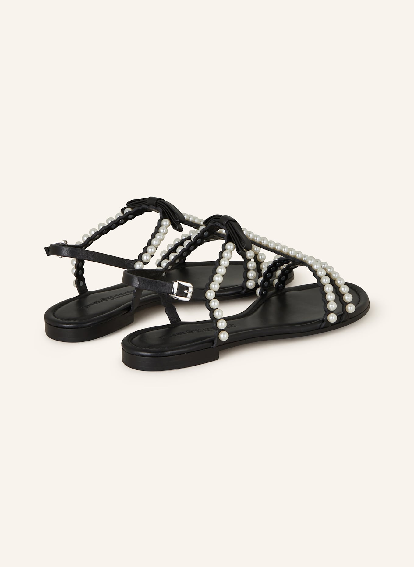 KENNEL & SCHMENGER Sandały ELLE z ozdobnymi perełkami: CZARNY / ECRU