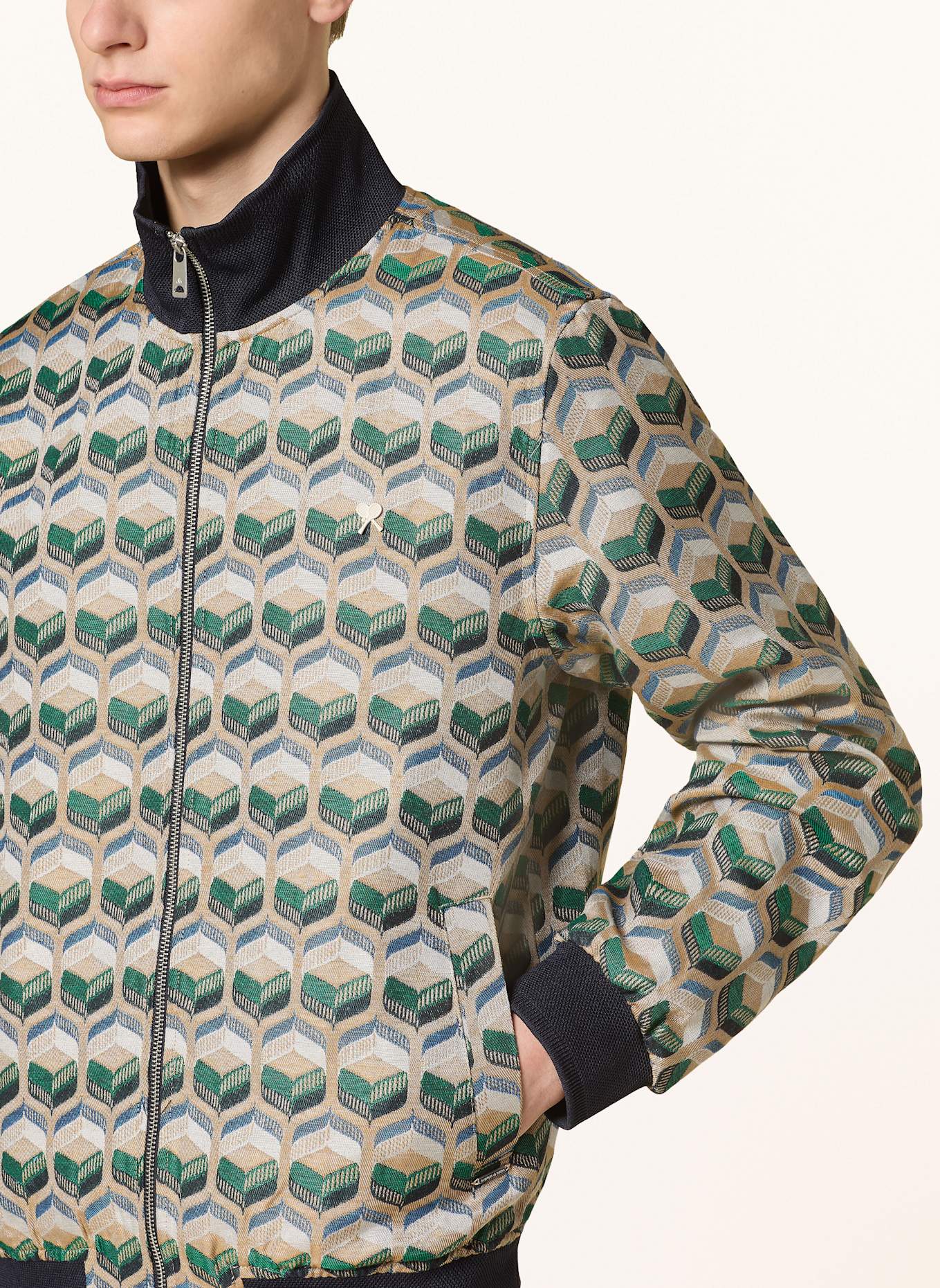 SCOTCH & SODA Blouson: BEIGE/ GRÜN/ DUNKELBLAU