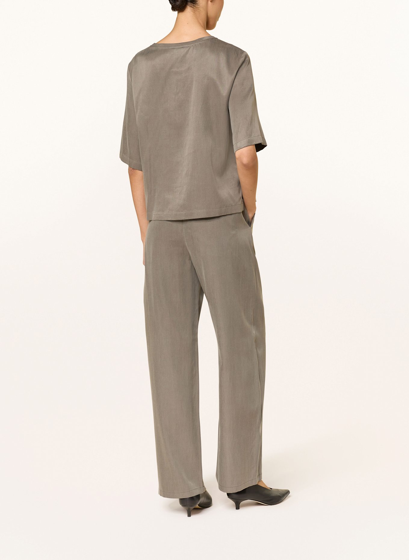 DRYKORN CONSIDER satin wide leg Alta trousers: GRAY