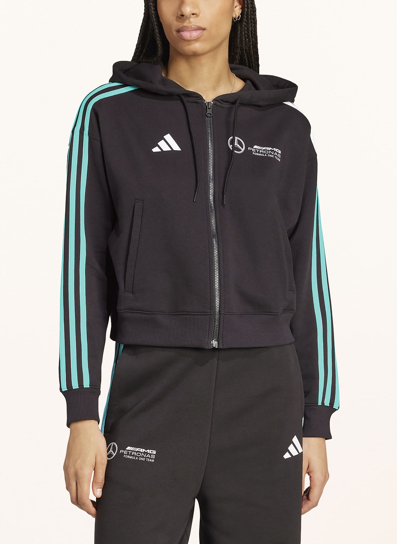 adidas Hoodie MERCEDES - AMG PETRONAS FORMULA ONE TEAM DNA: SCHWARZ/ MINT