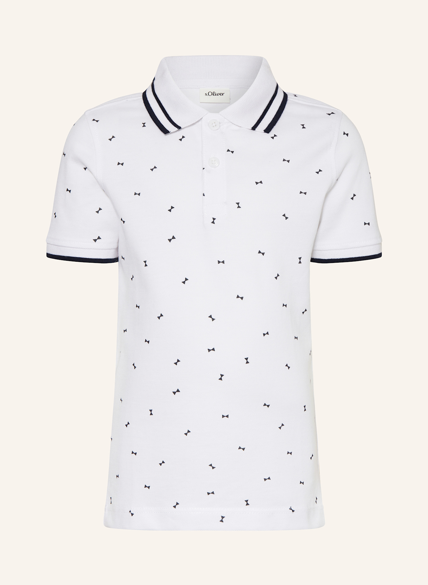 s.Oliver RED Piqué-Poloshirt: WEISS / DUNKELBLAU