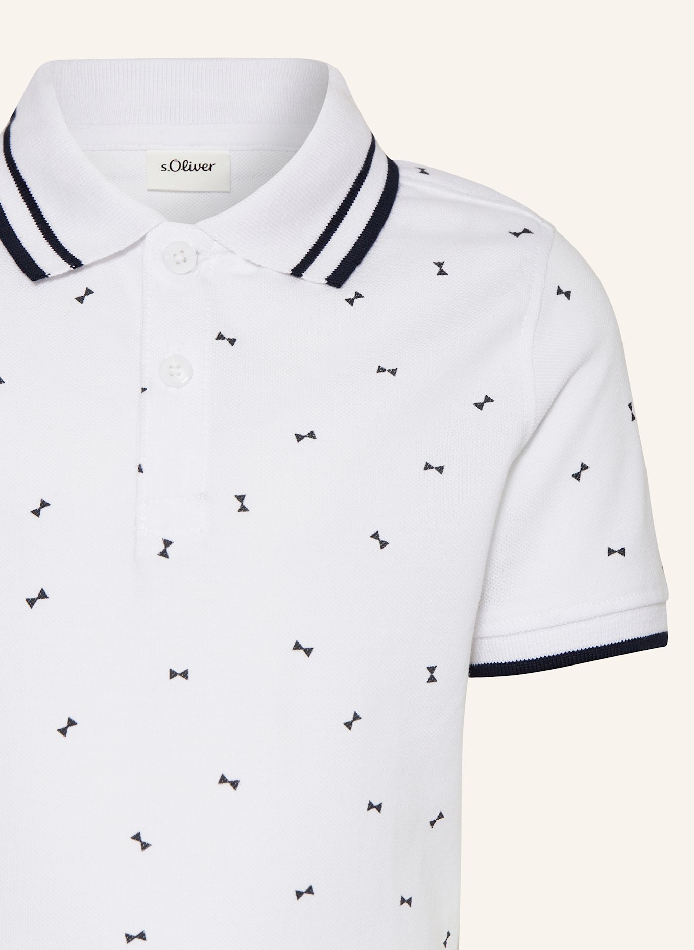 s.Oliver RED Piqué-Poloshirt: WEISS / DUNKELBLAU