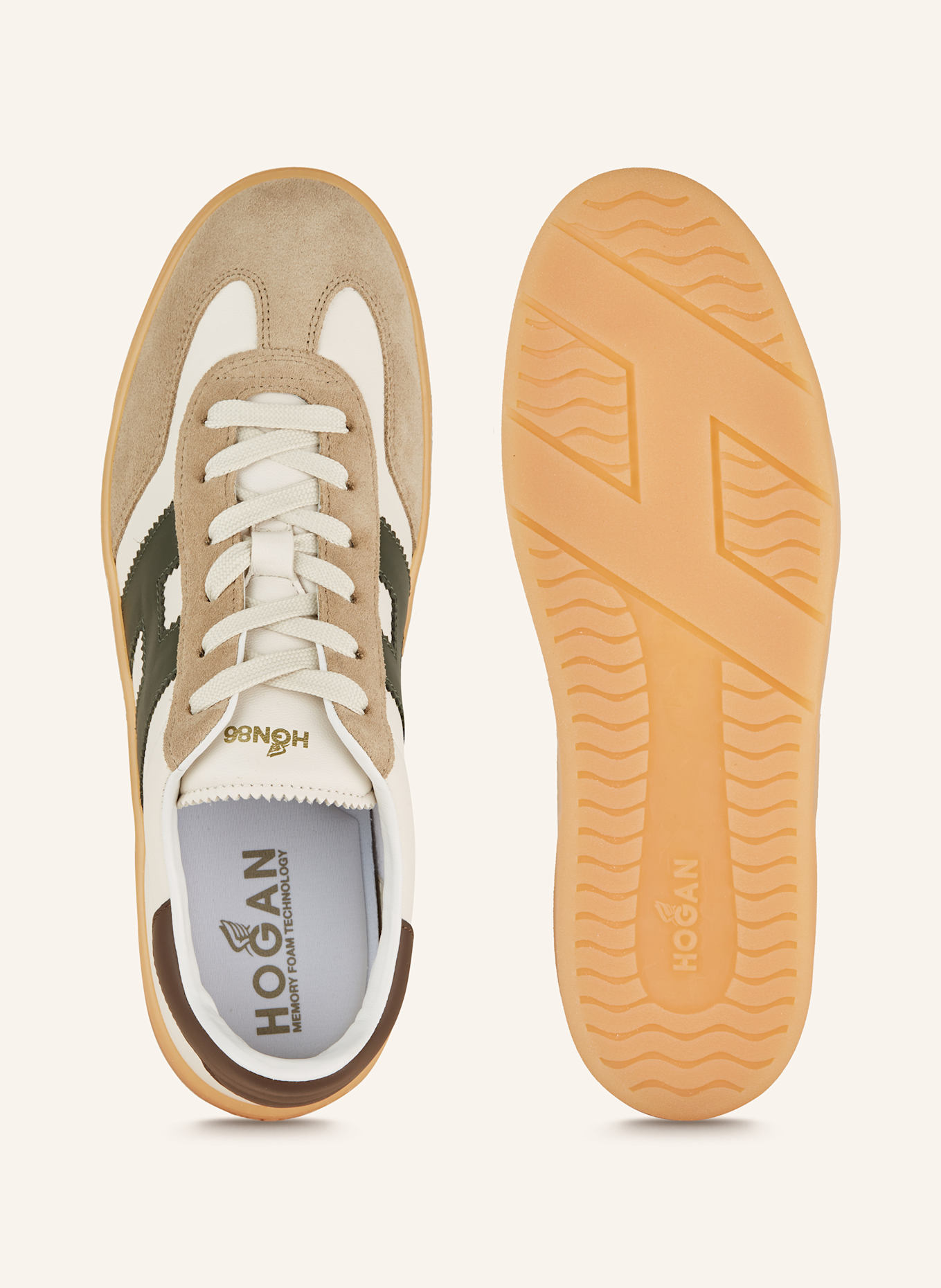 HOGAN Sneakersy COOL: KREMOWY/ SZARY/ CIEMNOBRĄZOWY