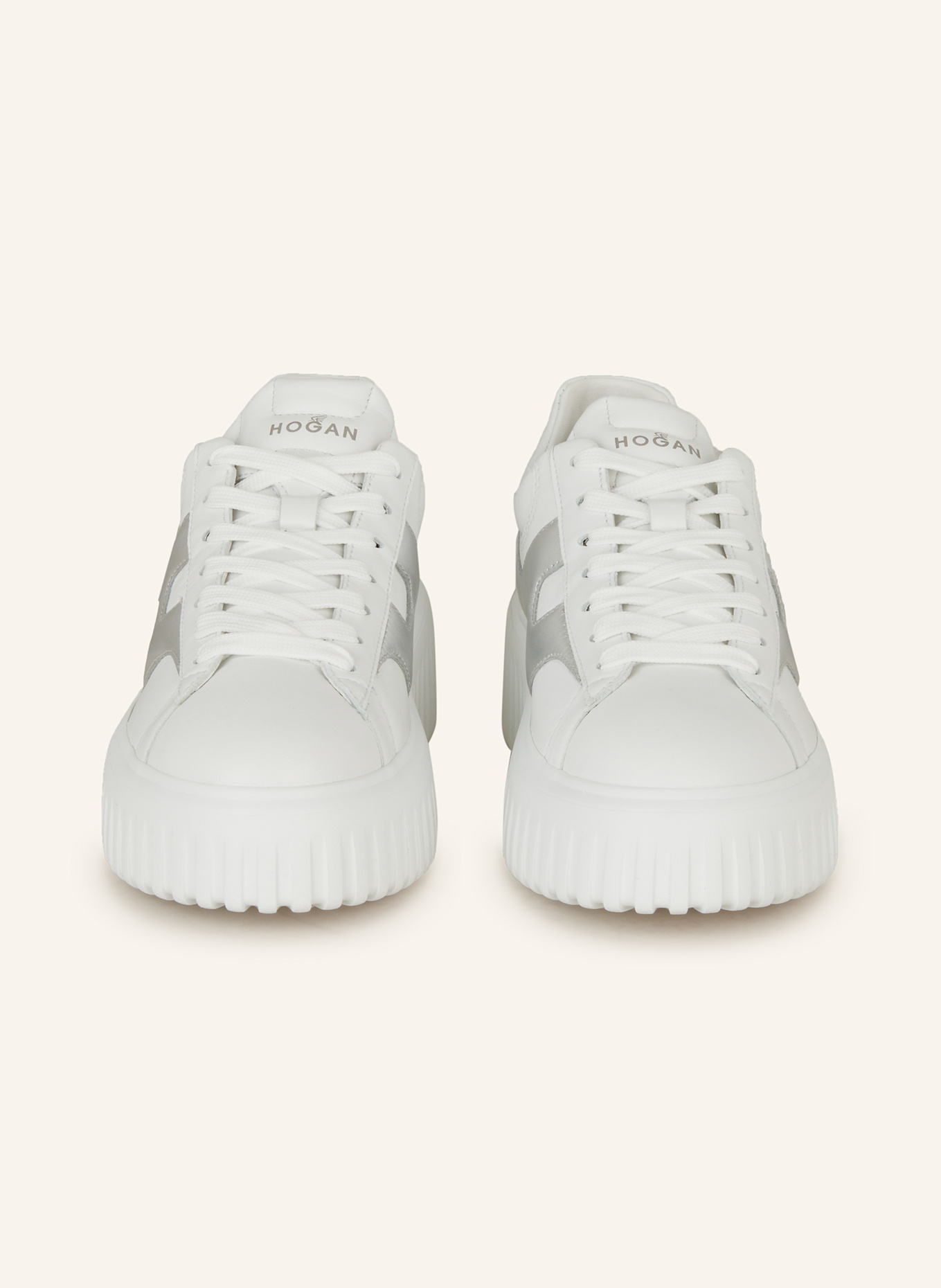 HOGAN Sneaker H-STRIPES H SPEZZATA: WEISS / SILBER