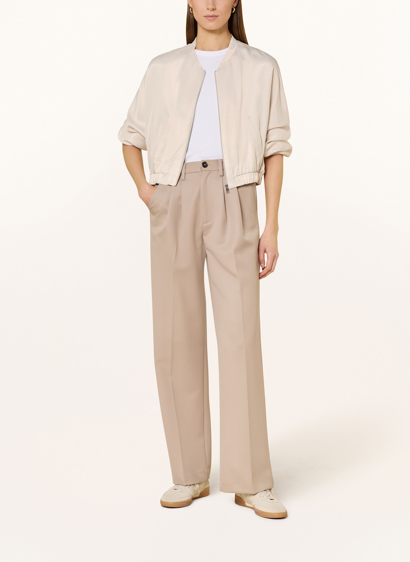 MORE & MORE Blouson aus Satin: CREME