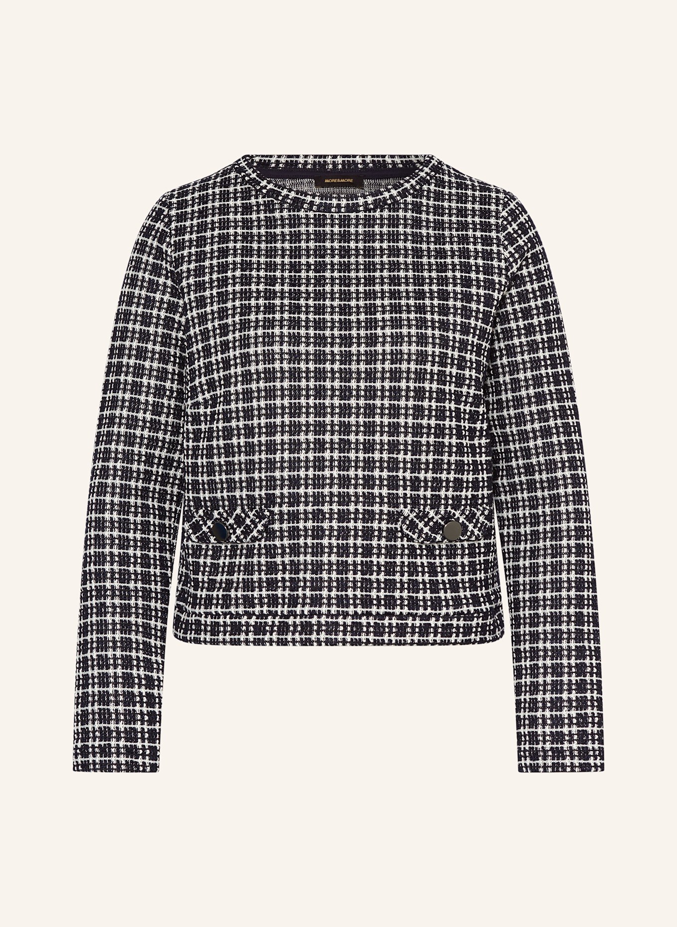 MORE & MORE Tweed sweatshirt: BLACK / ECRU