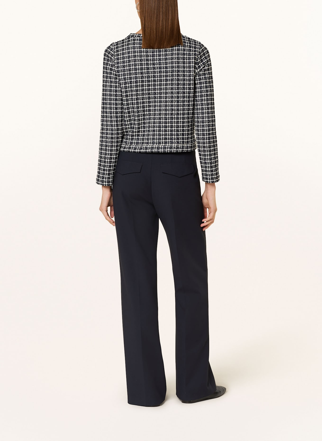 MORE & MORE Tweed sweatshirt: BLACK / ECRU